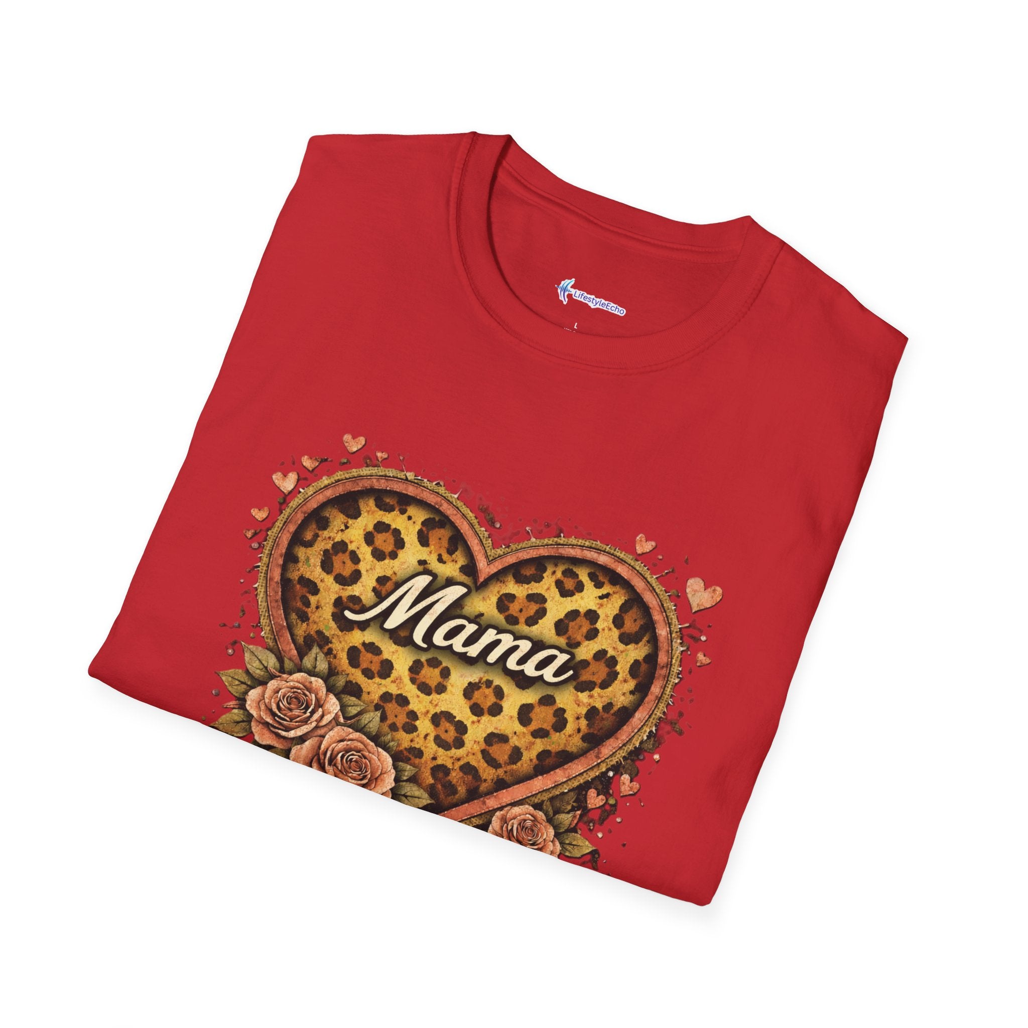 Mama Leopard Heart T-Shirt — Floral Vintage Mom Tee for Mother's Day