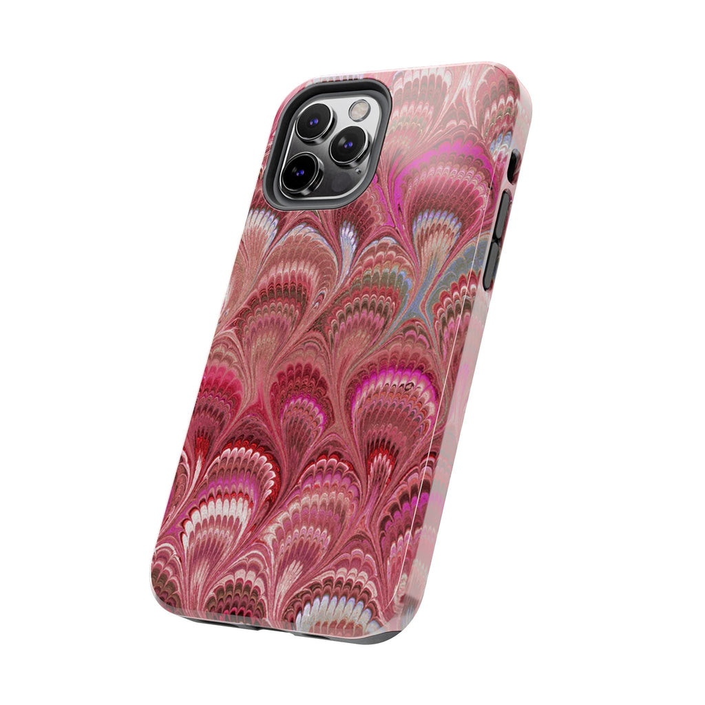 Pink Peacock Marble Italian Tough Phone Case — Durable Marbled Phone Case