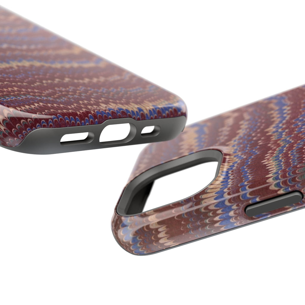 Burgundy and Blue Hues Italian Vintage Marble Design Phone Case for Apple + Samsung