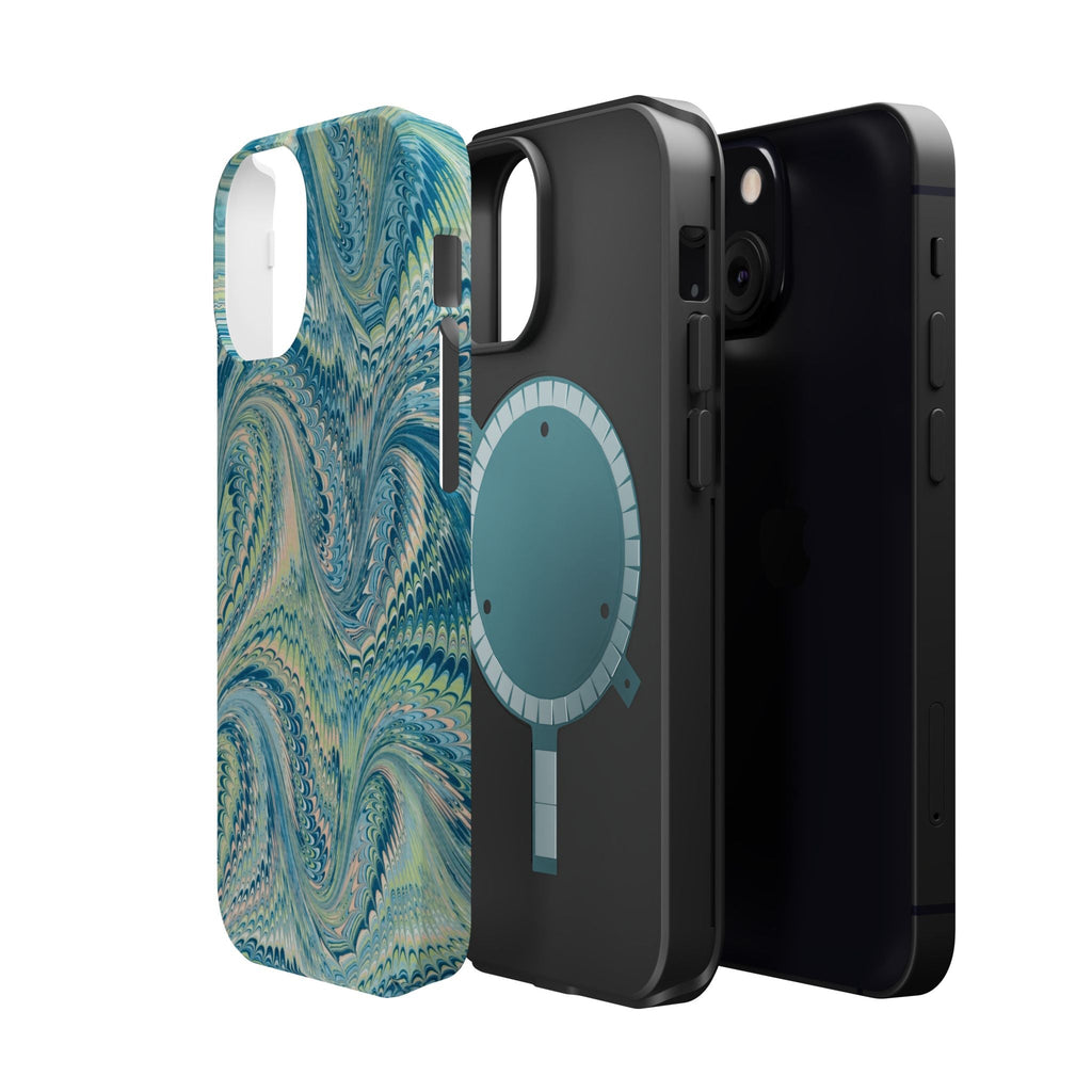 Aqua + Green Marble Phone Case - Impact-Resistant MAG SAFE - Dual Cover Design
