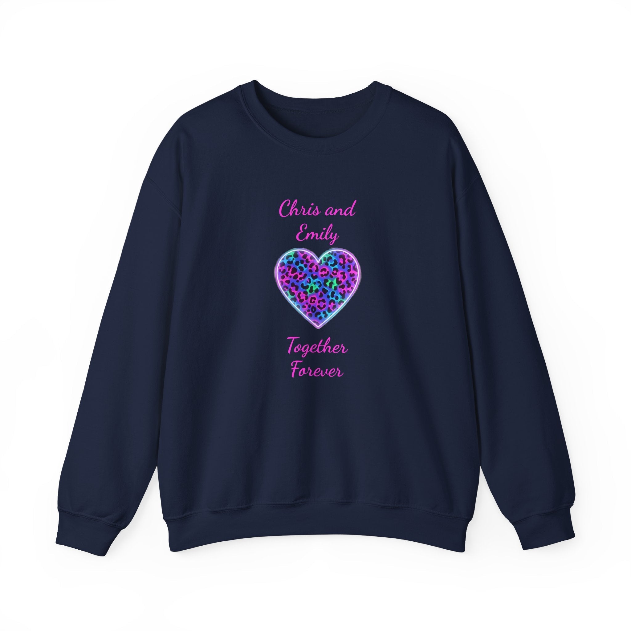 Personalized Heart Crewneck Sweatshirt - Customizable Couple Pullover