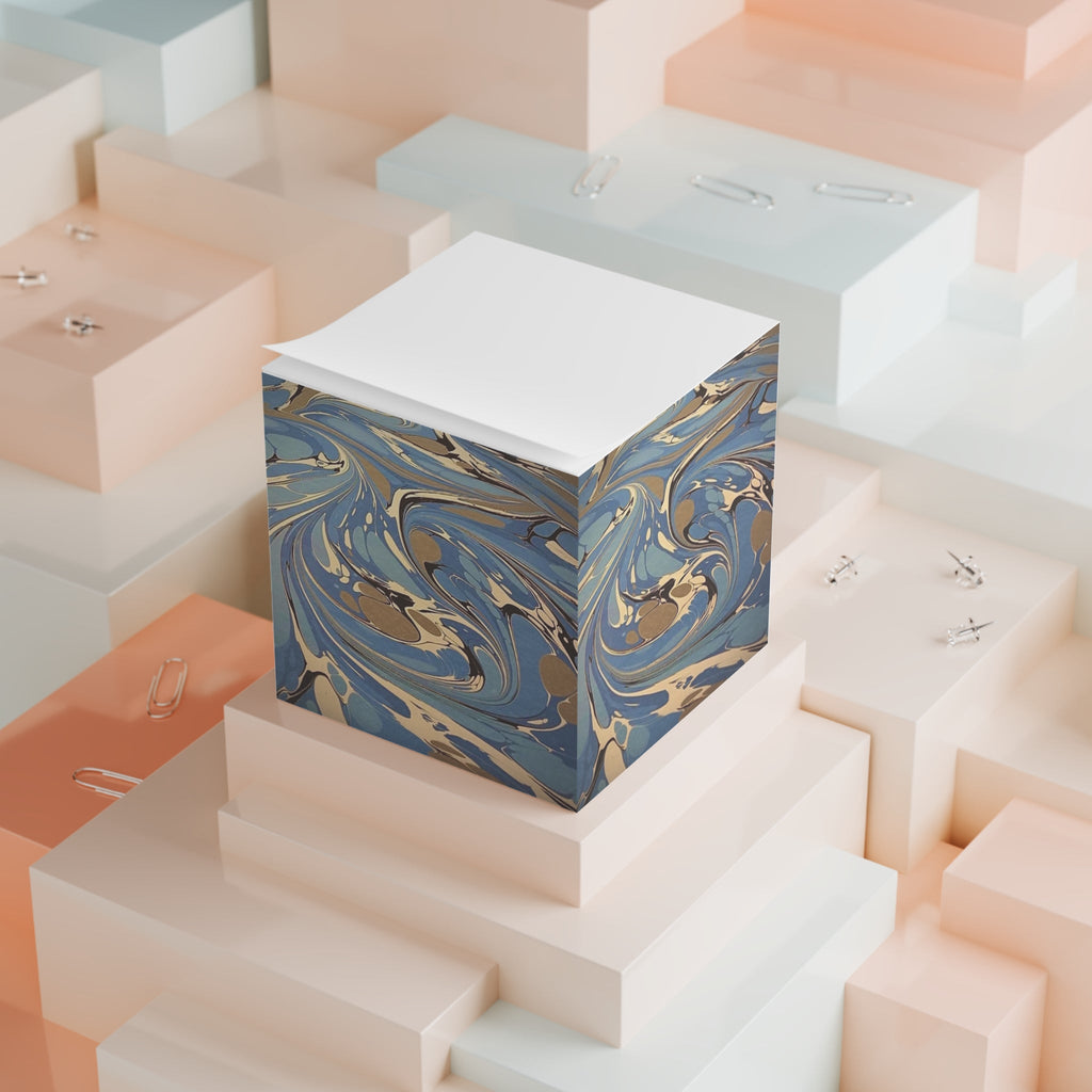 Italian Marbled Blue Note Cube – Decorative Note Block