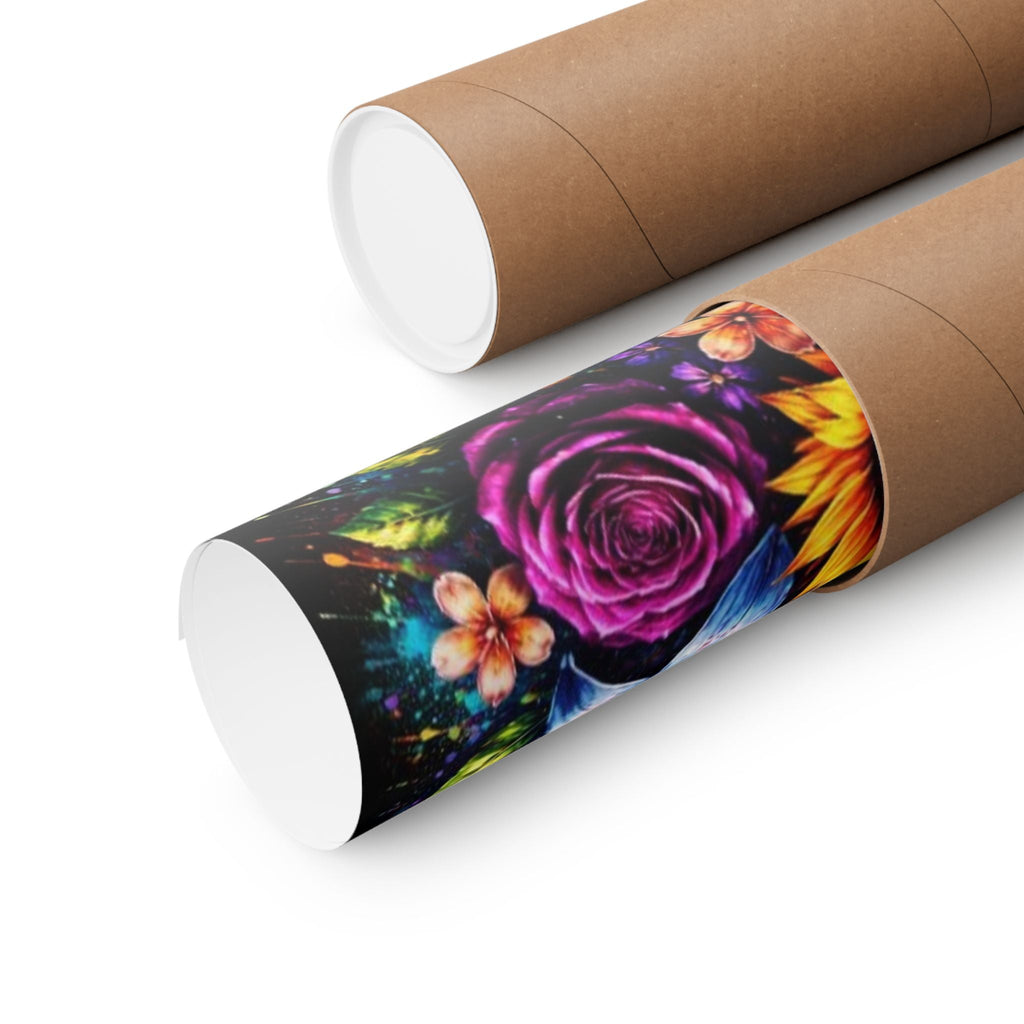 Vibrant Floral Splash Matte Poster — Colorful Sunflower, Lily & Rose Wall Art
