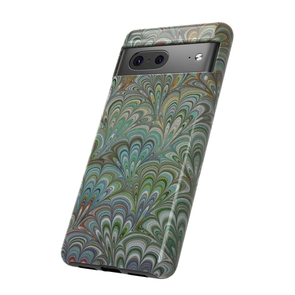 Green Marbled Peacock Durable Phone Case - Matte or Glossy