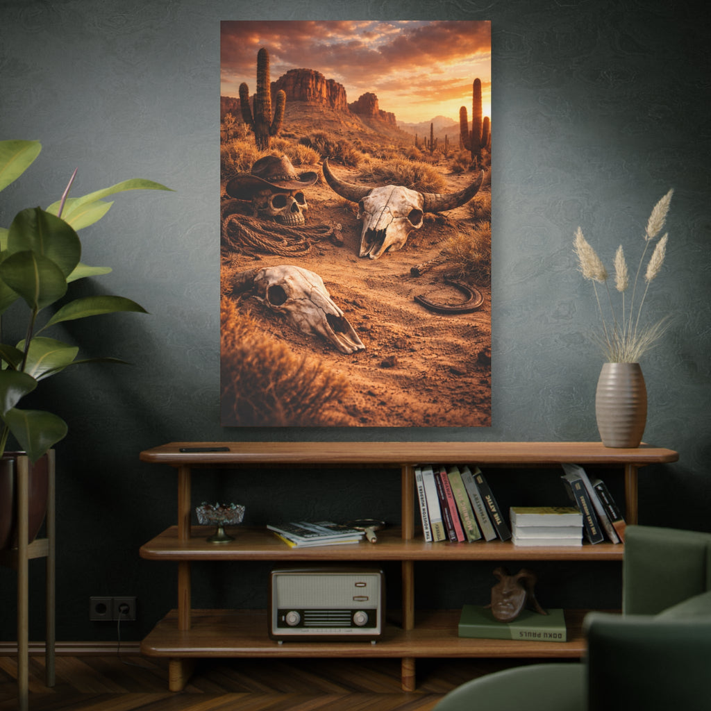 Desert Skull Canvas Art — Western Cowboy Rodeo Wall Decor