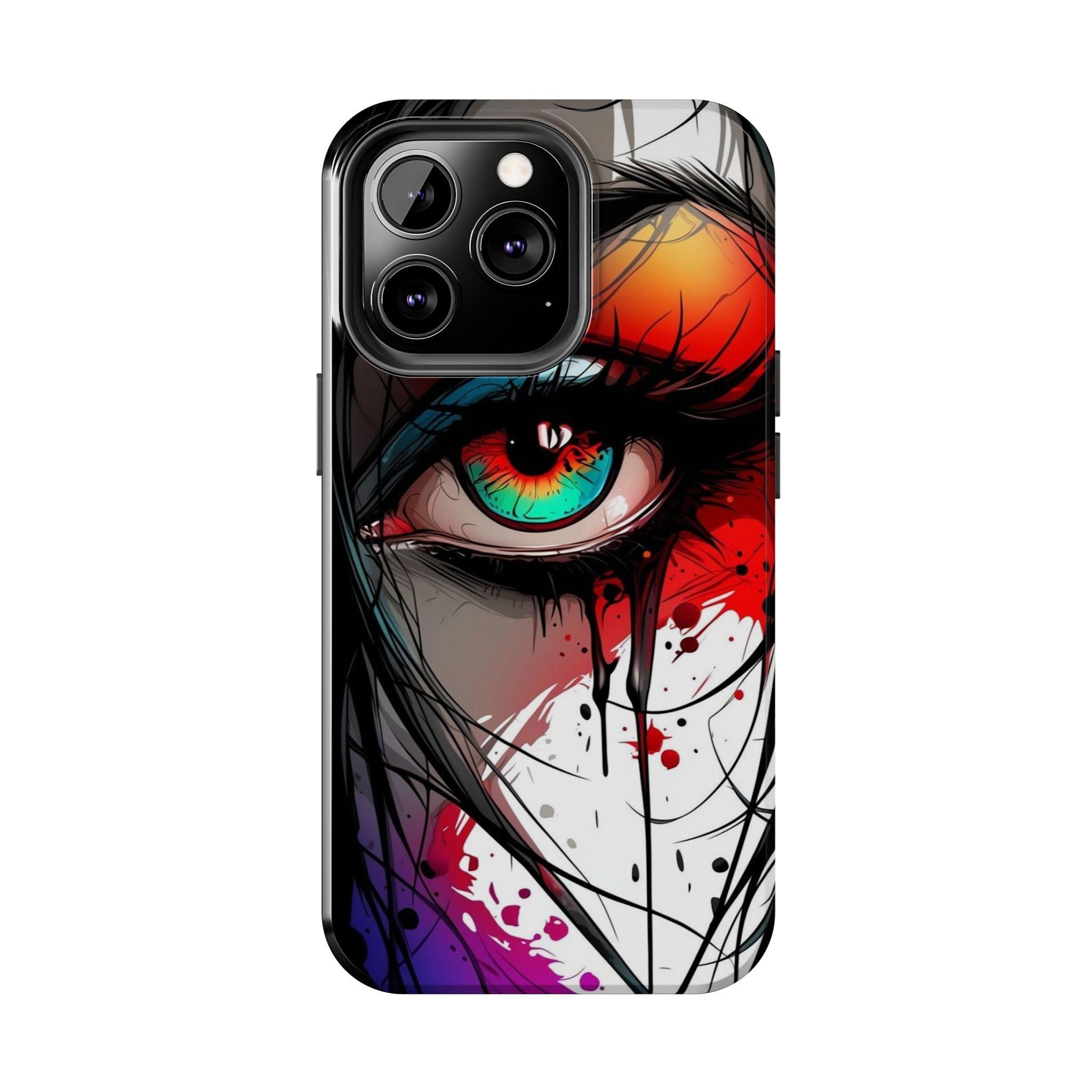 Girl Colorful Eye Painted Printed Tough Phone Case for iPhone & Samsung Galaxy - Artistic & Vibrant Design