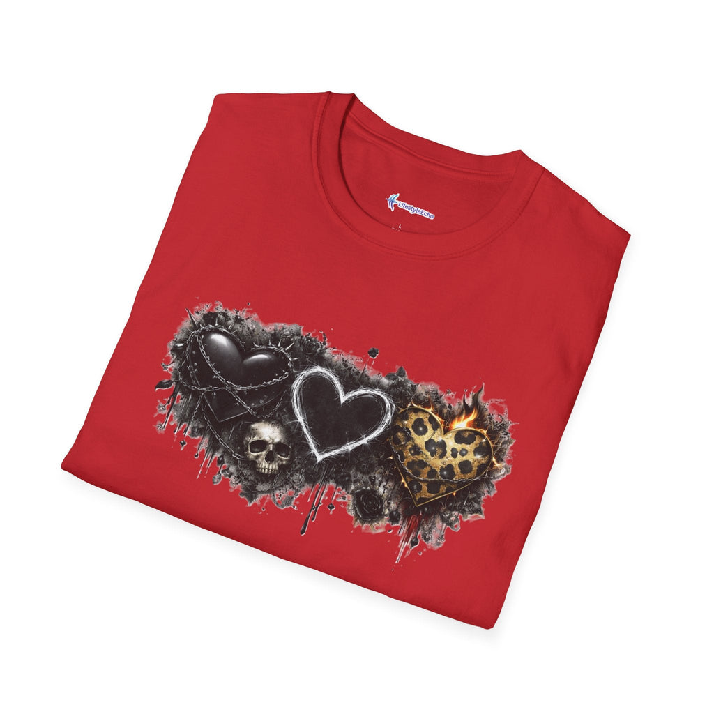 Grungy Hearts and Skulls Graphic T-Shirt