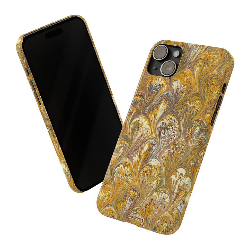 Golden Yelllow Hand-Marbled Florentine Italian Phone Case for iPhone 17 and all sizes