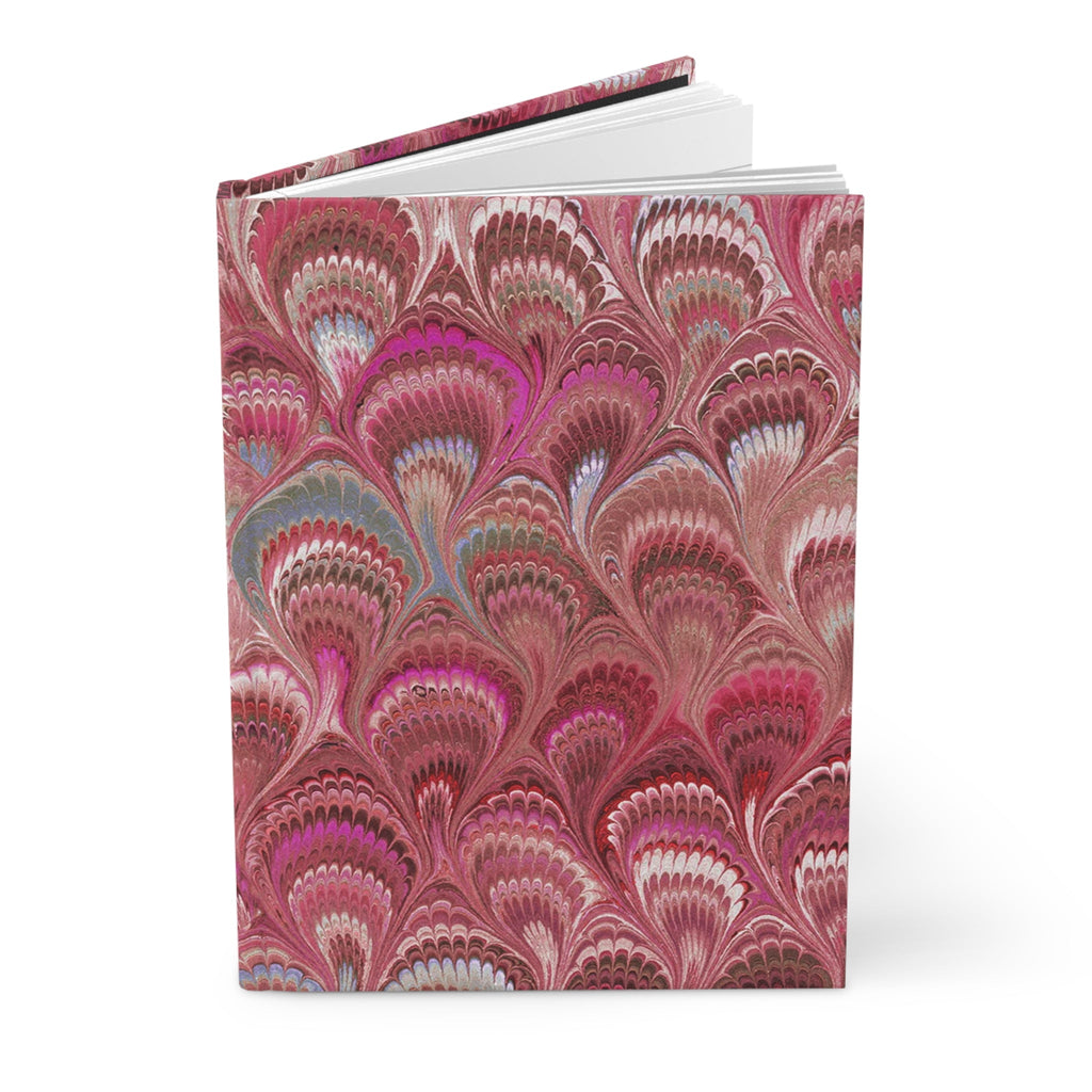 Pink Hand-Painted Italian Feather Marble Design on Hardcover Journal Matte