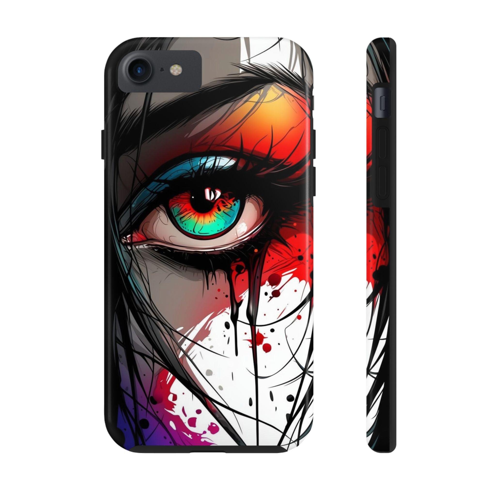 Girl Colorful Eye Painted Printed Tough Phone Case for iPhone & Samsung Galaxy - Artistic & Vibrant Design