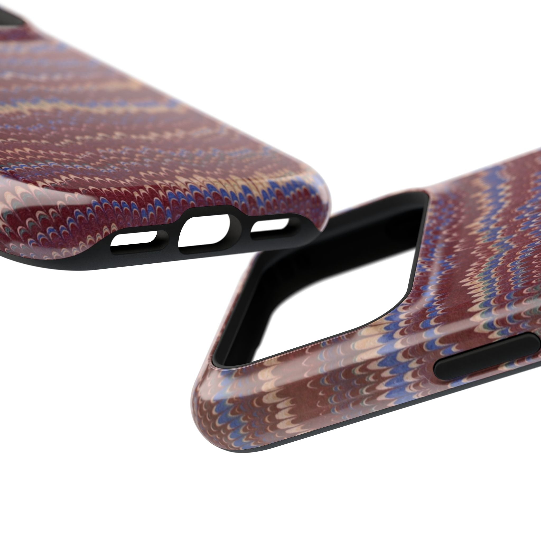Burgundy and Blue Hues Italian Vintage Marble Design Phone Case for Apple + Samsung