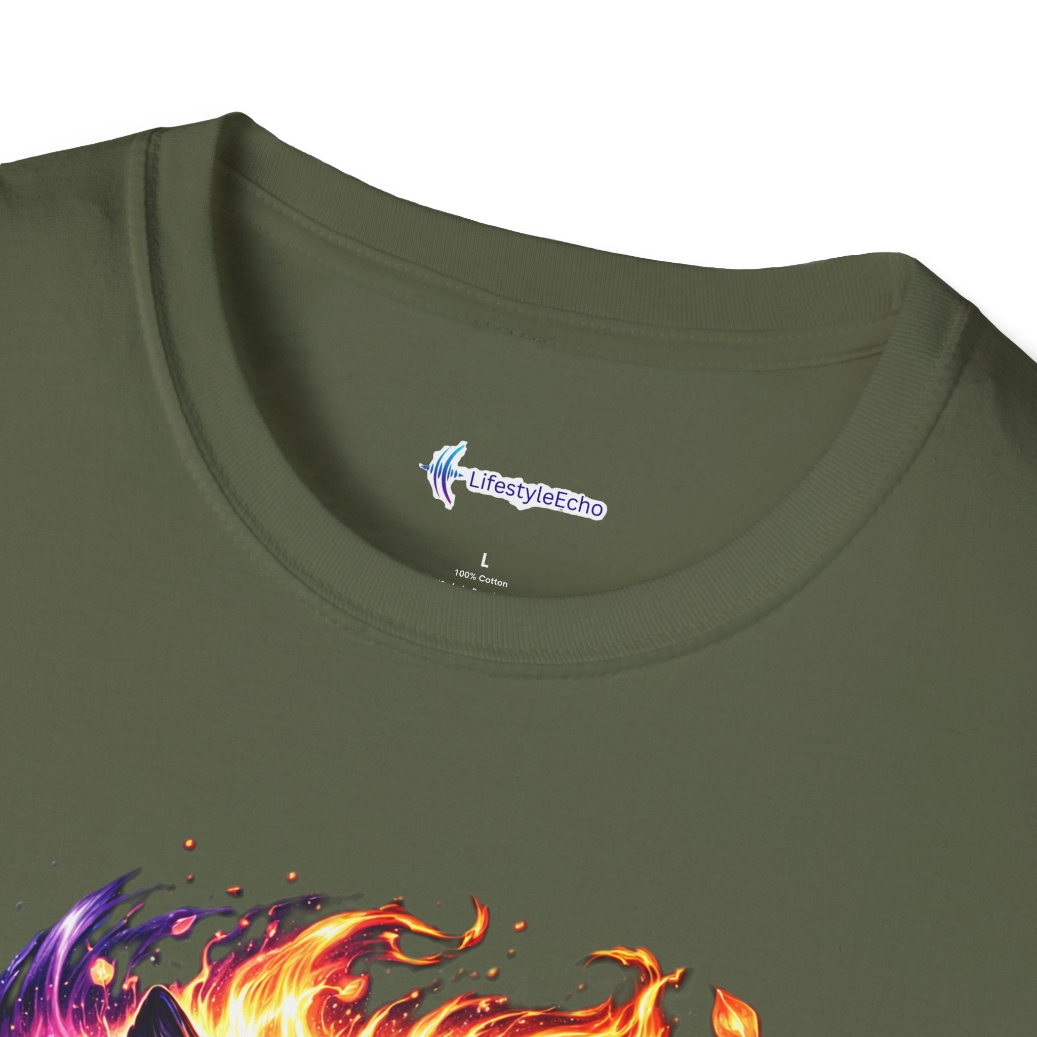 Cosmic Fire Wolf T-Shirt — Vibrant Mystic Wolf Graphic Tee