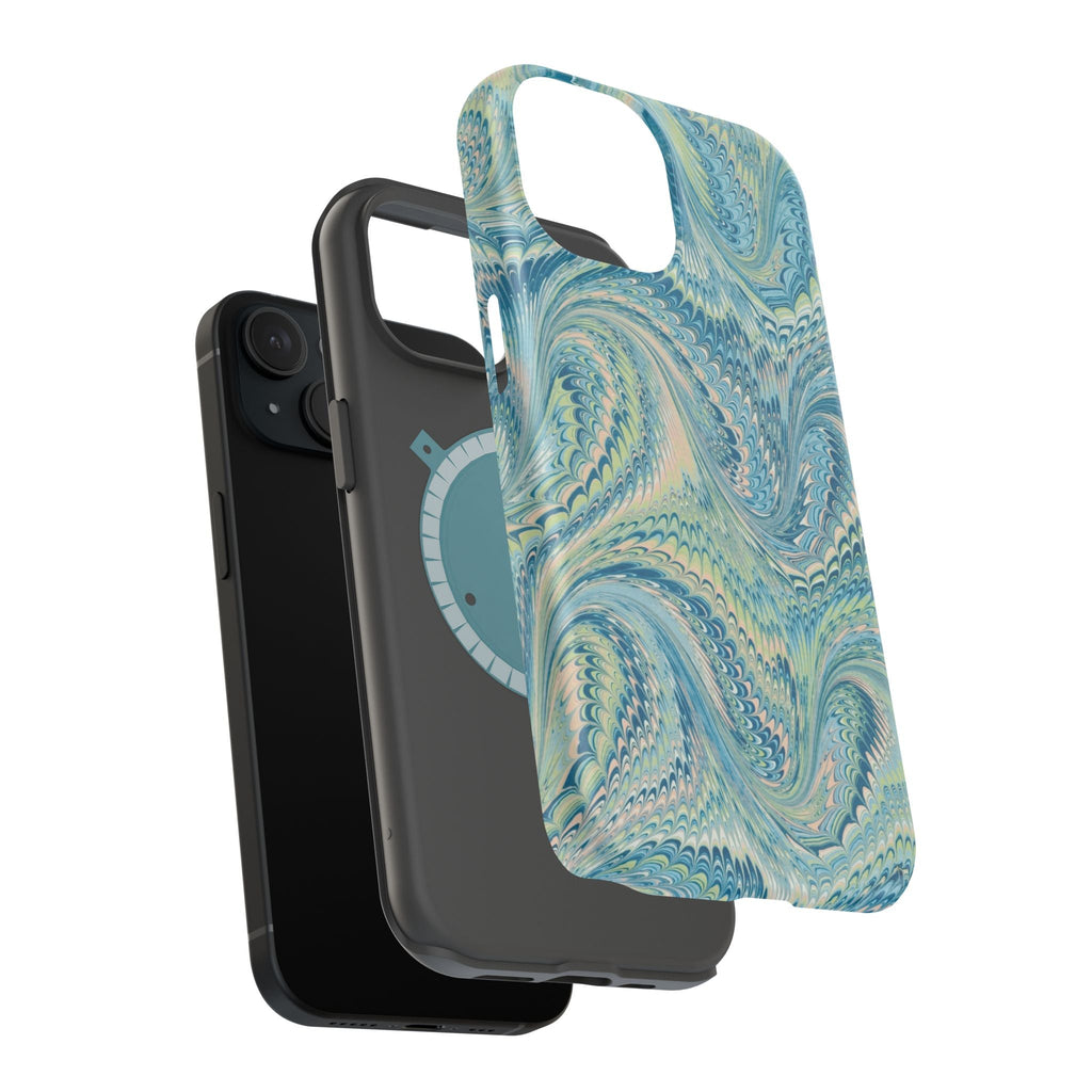 Aqua + Green Marble Phone Case - Impact-Resistant MAG SAFE - Dual Cover Design