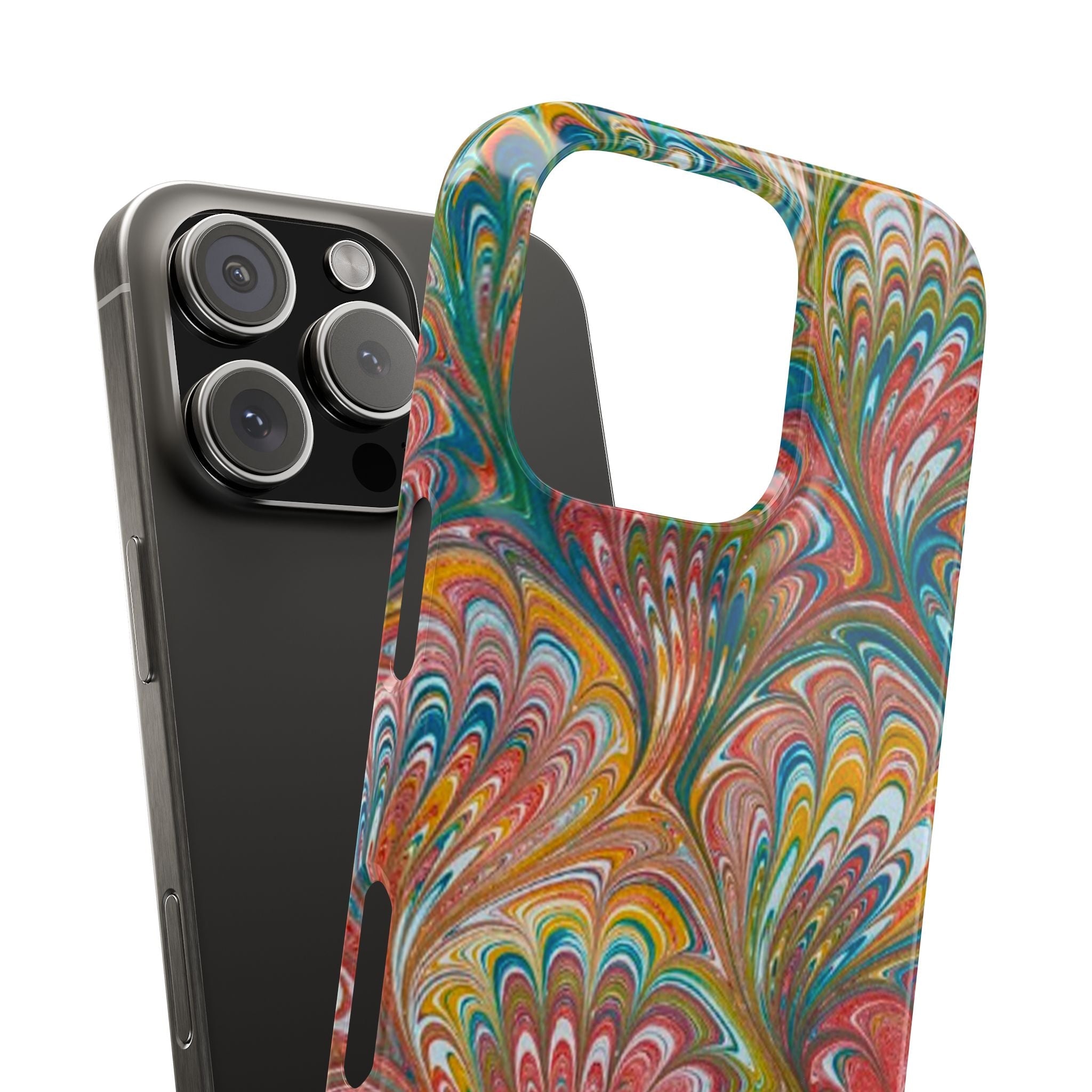 Red, Blue, Green Marbled Swirl Phone Case - Single Layer Slim Case
