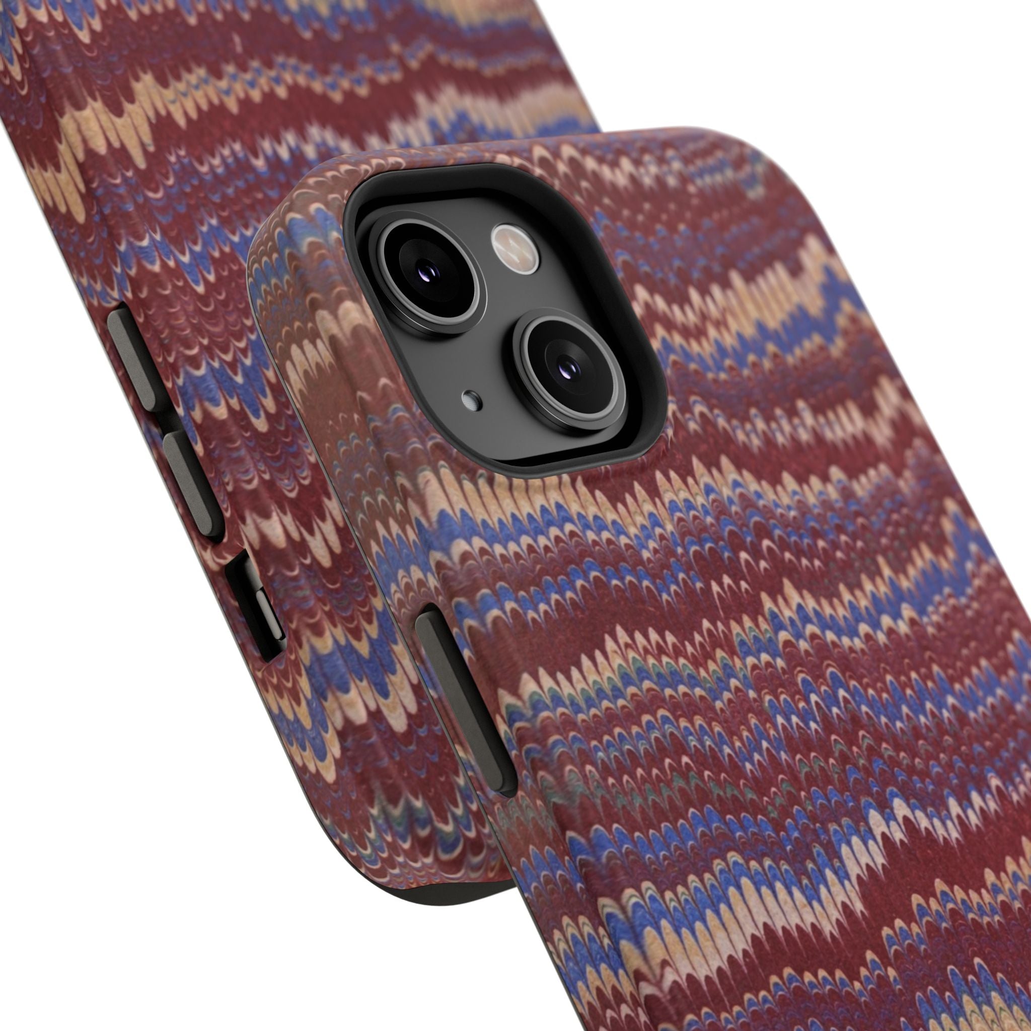 Burgundy and Blue Hues Italian Vintage Marble Design Phone Case for Apple + Samsung