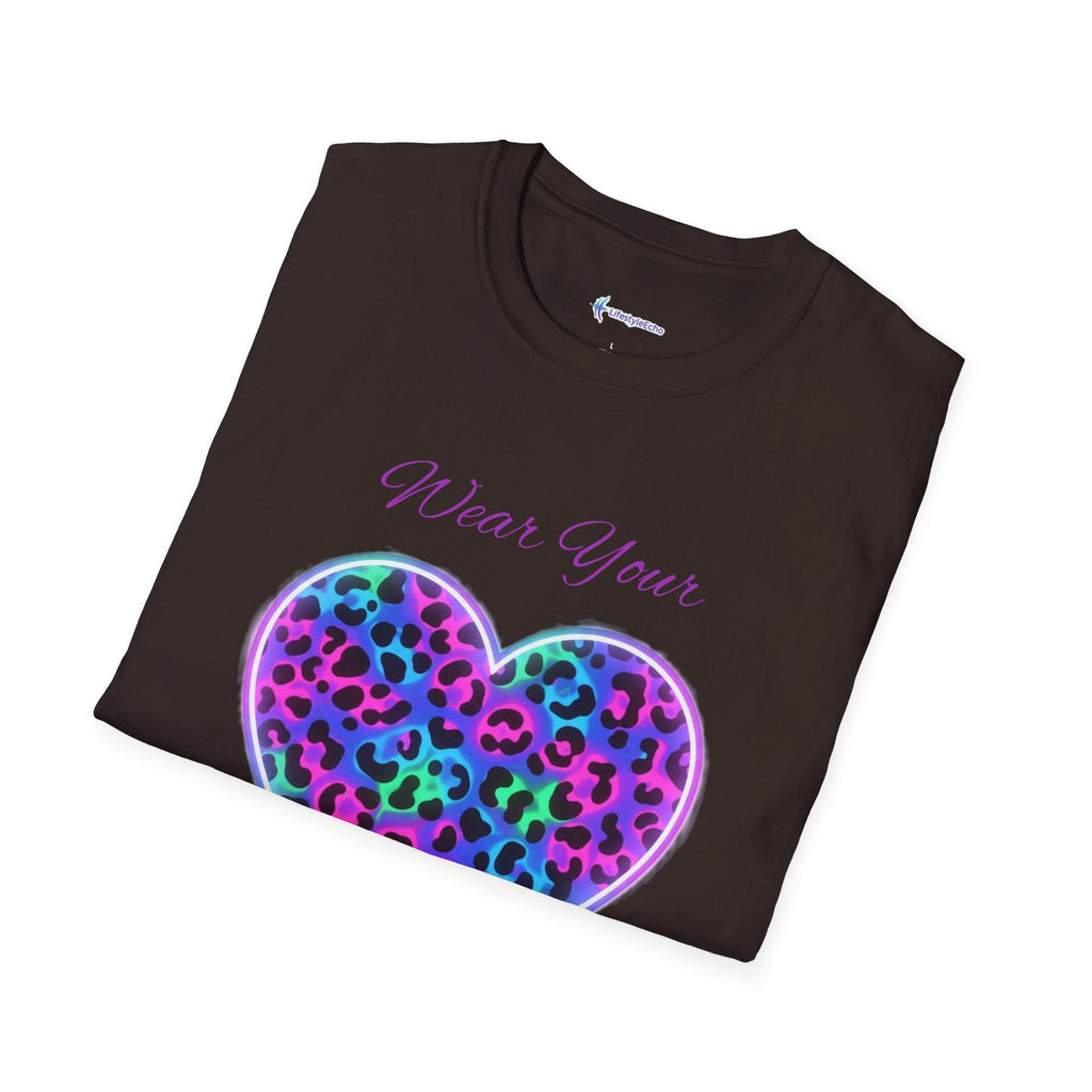 Heart Leopard Print T-Shirt - Wear Your Imagination - Colorful Animal Print Tee