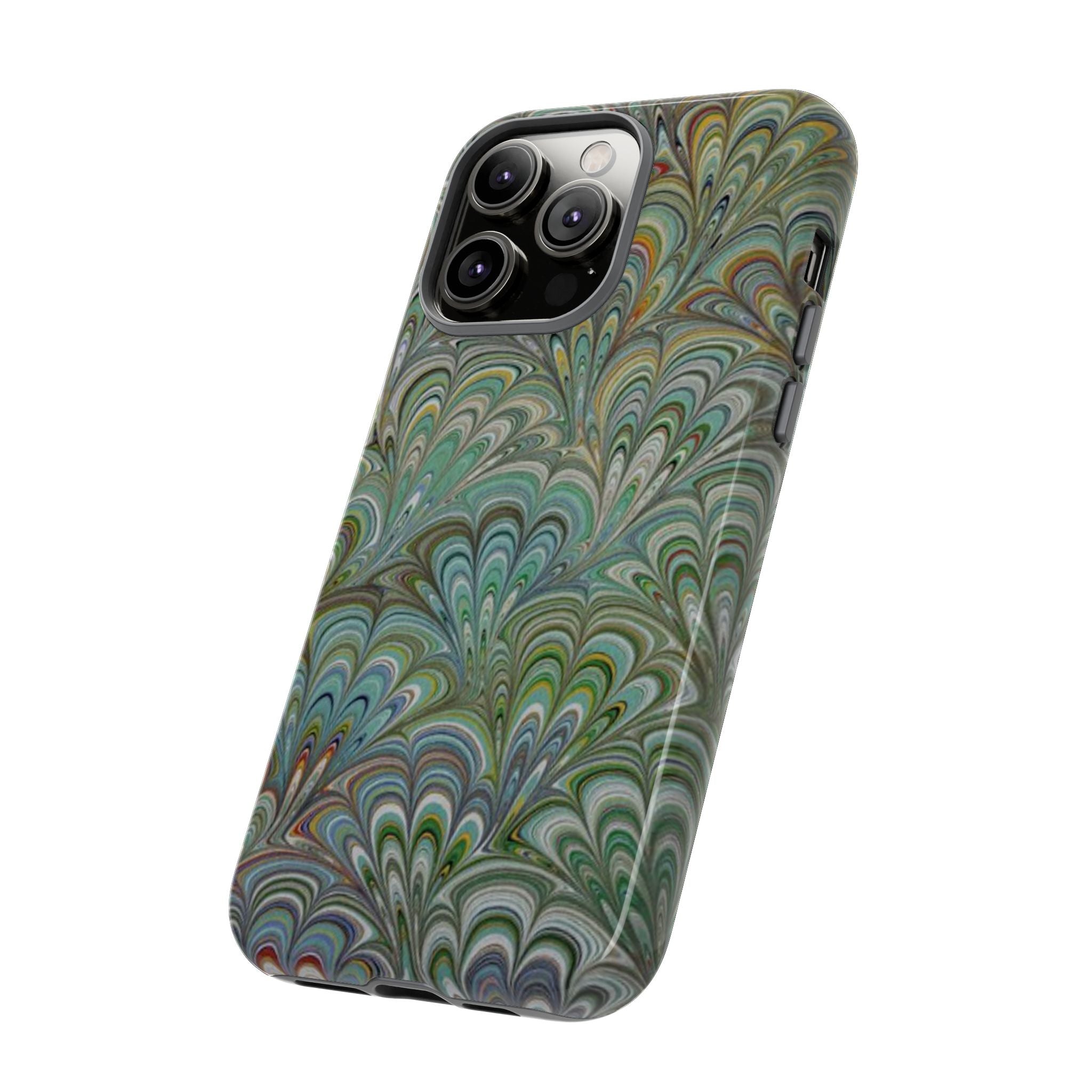 Green Peacock Marbled Phone Case — "Tough Cases" Ultra-Tough Protective Cover