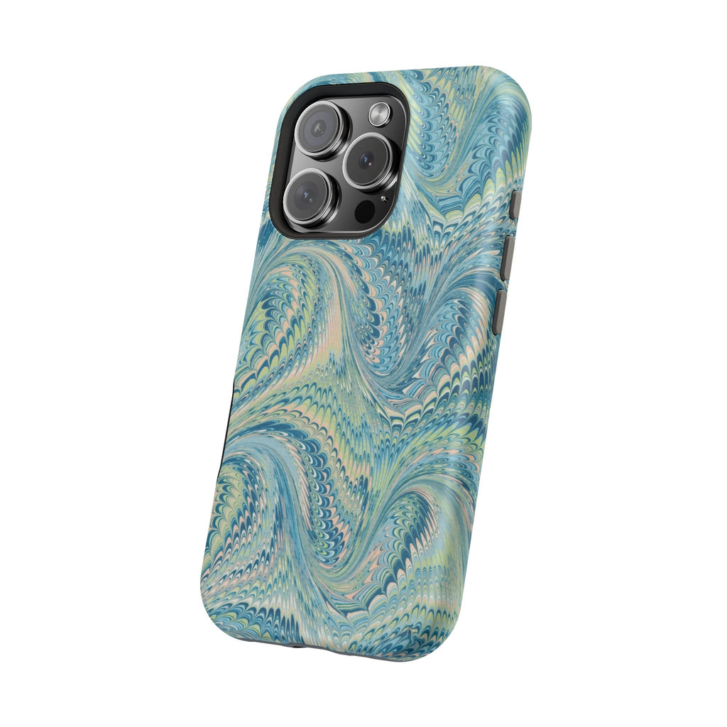 Aqua + Green Marble Phone Case - Impact-Resistant MAG SAFE - Dual Cover Design