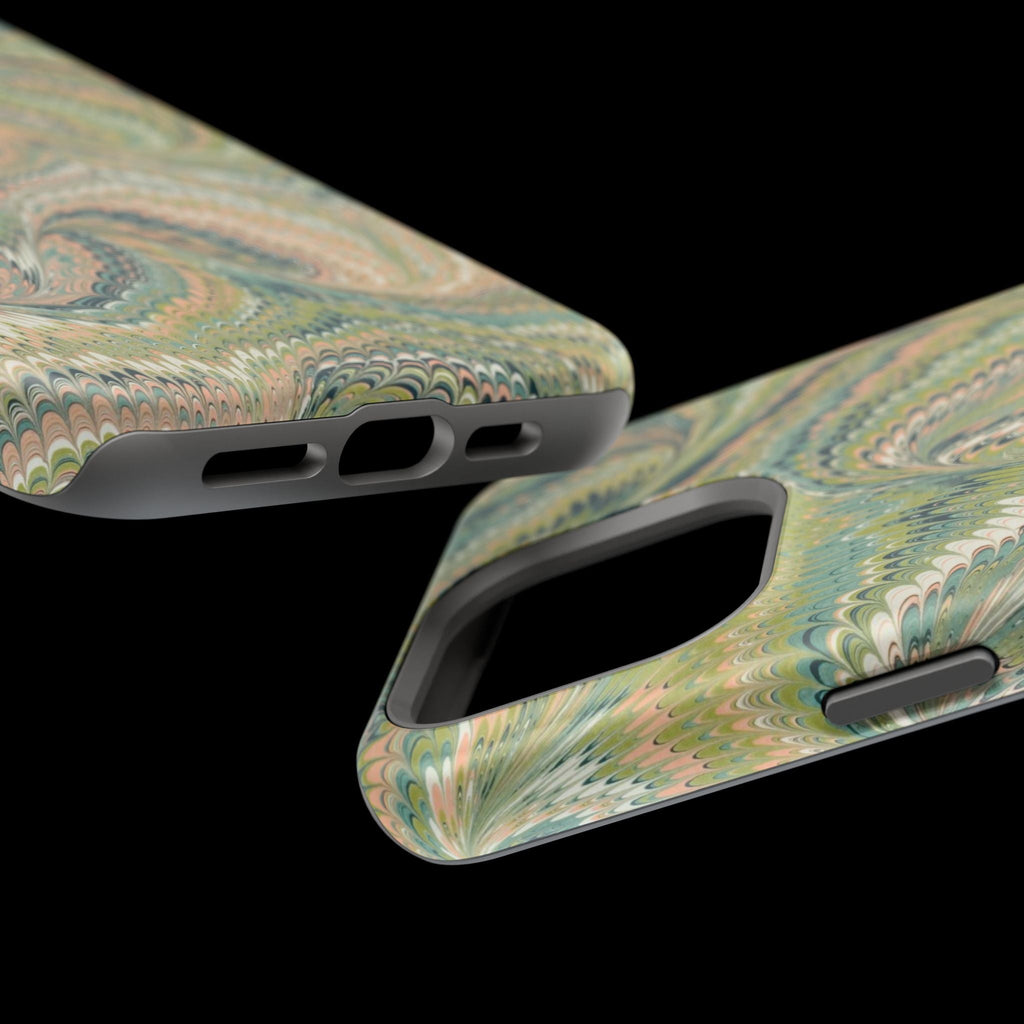 Green Pastel Italian Marble Design Magnetic MAG SAFE High Impact iPhone Cases