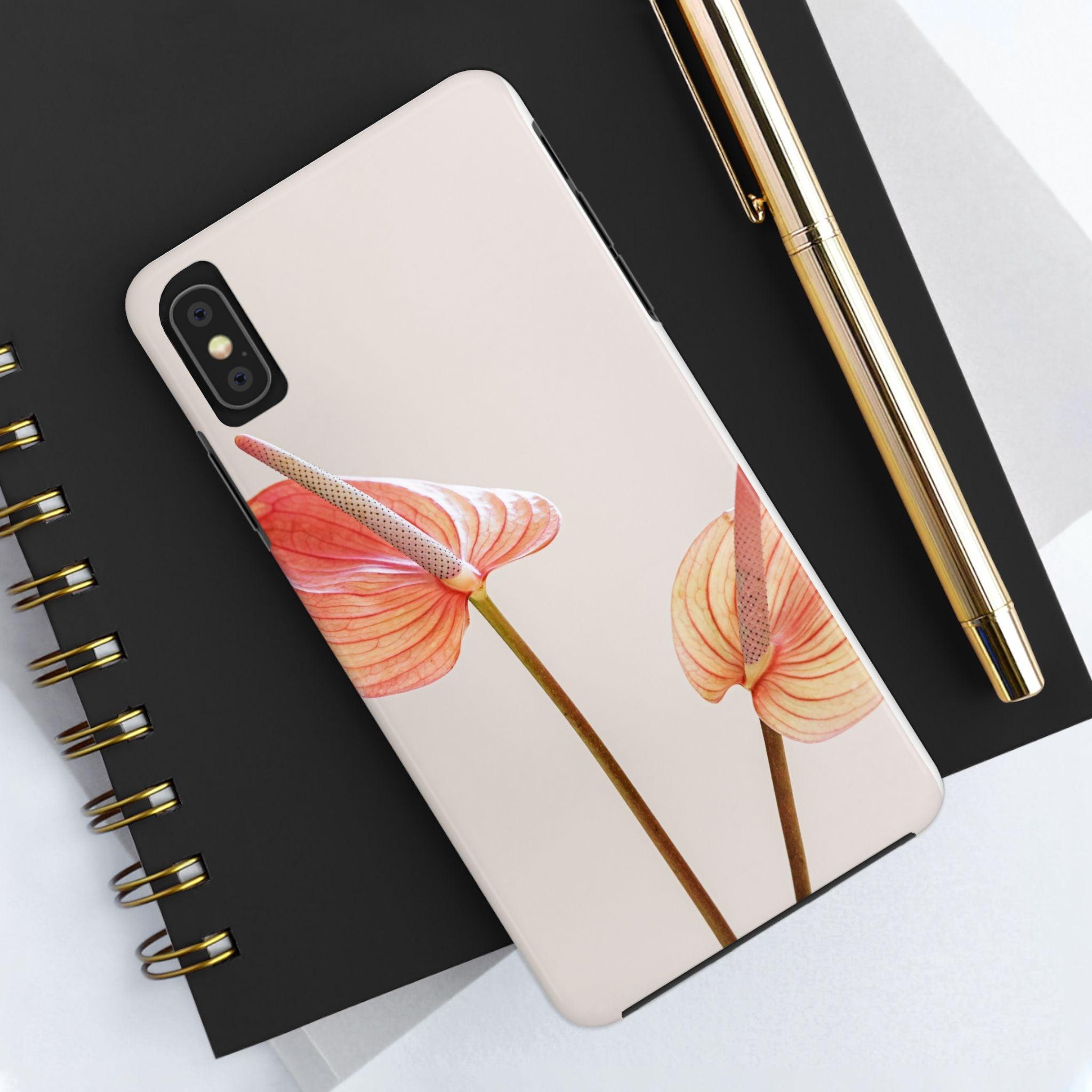Orange Flower with Leaves Tough Phone Cases