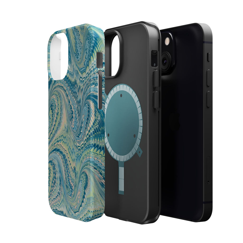 Aqua + Green Marble Phone Case - Impact-Resistant MAG SAFE - Dual Cover Design