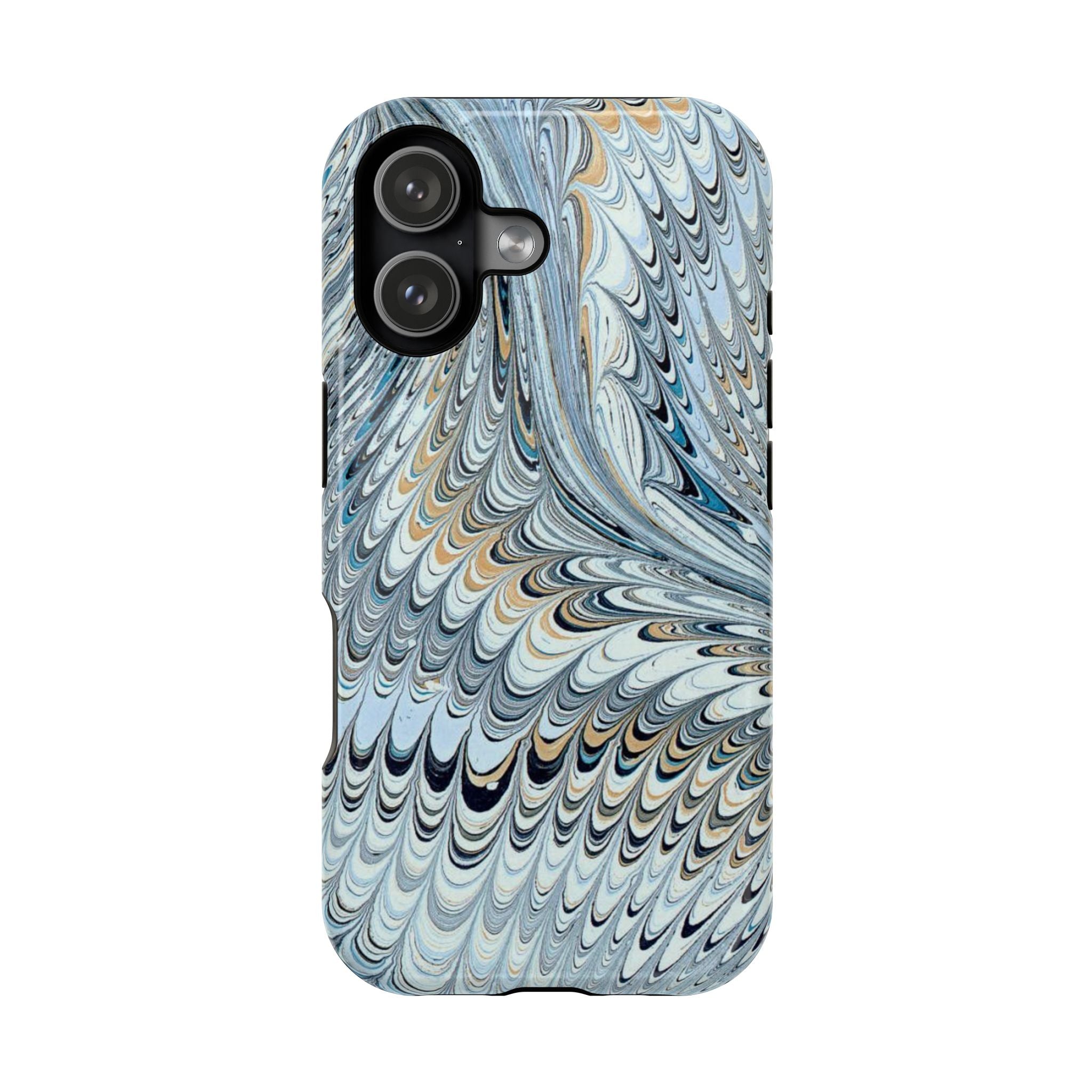 Light Blue Marbled Swirl Phone Dual Layer Case for Apple + Samsung