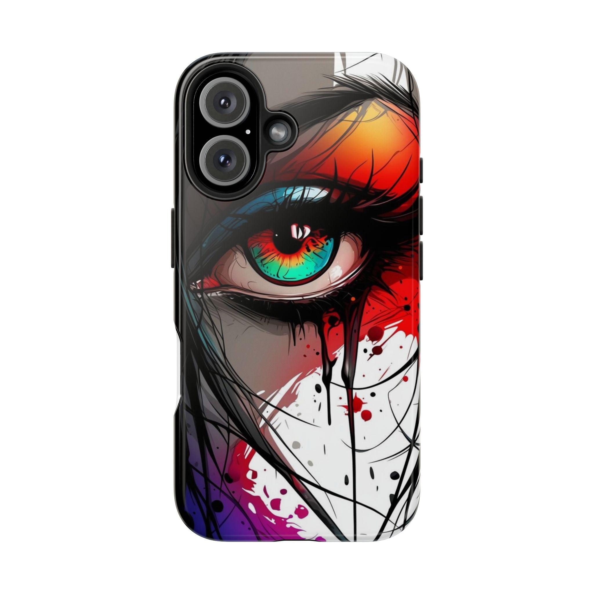 Girl Colorful Eye Painted Printed Tough Phone Case for iPhone & Samsung Galaxy - Artistic & Vibrant Design