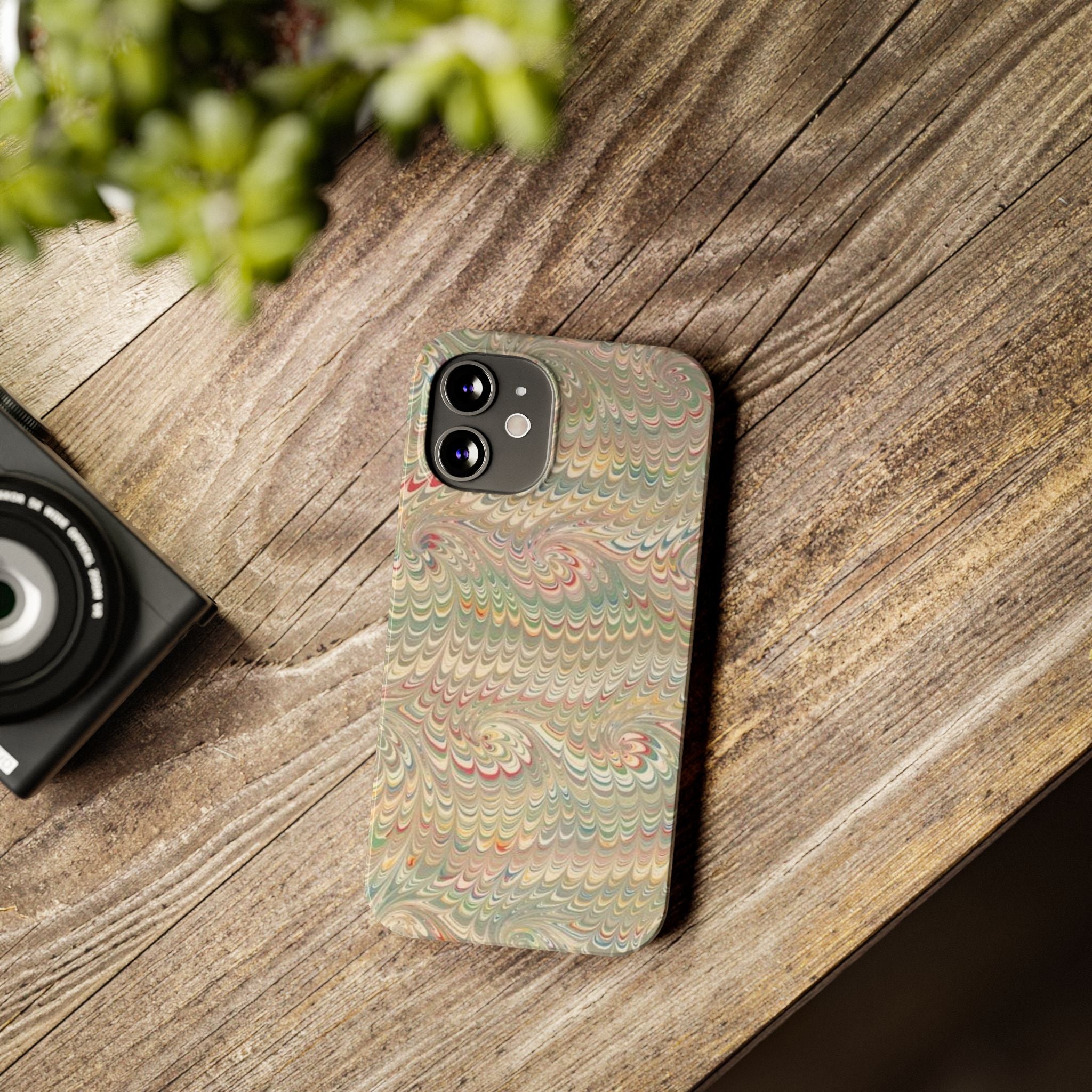 Beige Swirl Marbled Feather Phone Case