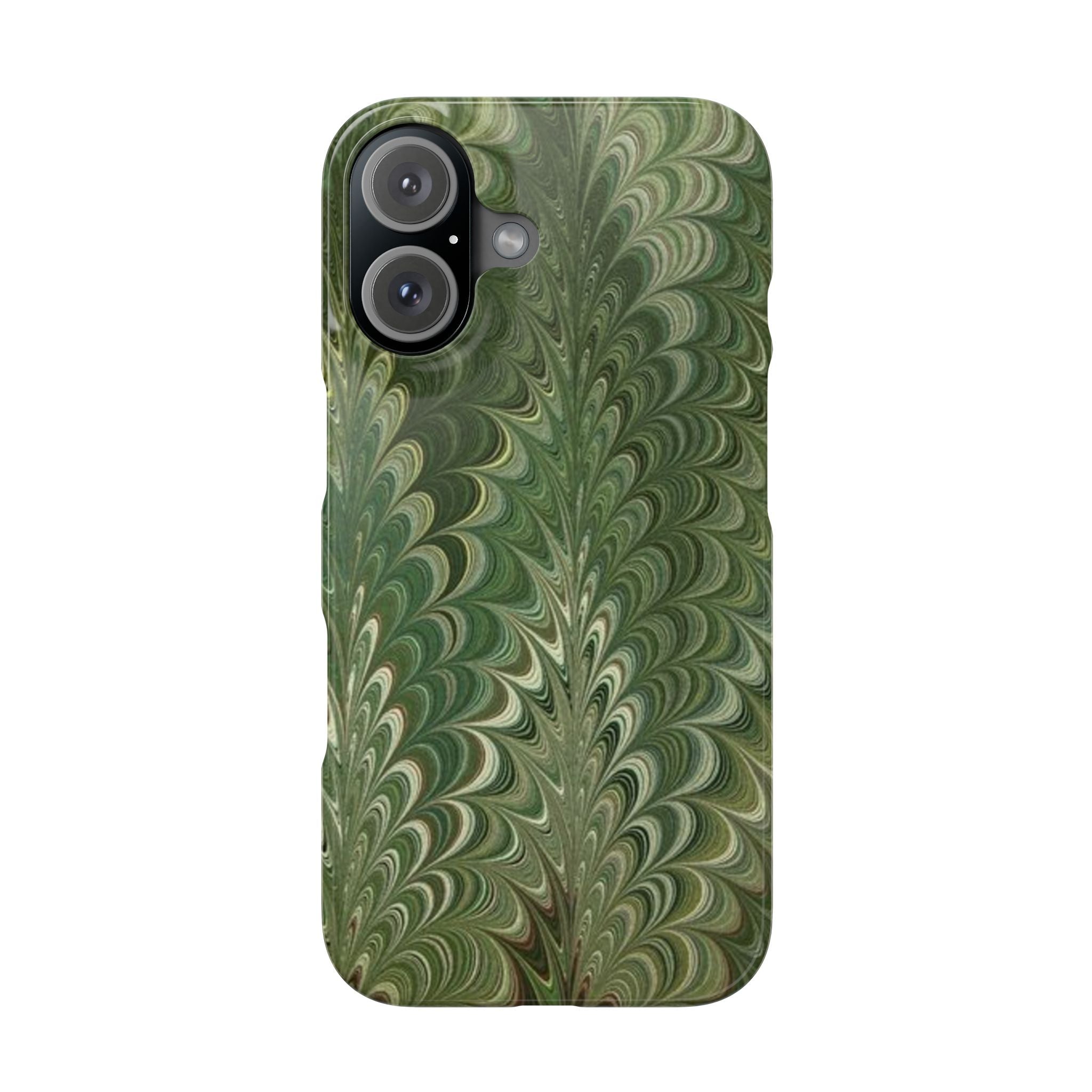 Deep Green Cheveron Marbled Phone Case - Single Layer Slim Case