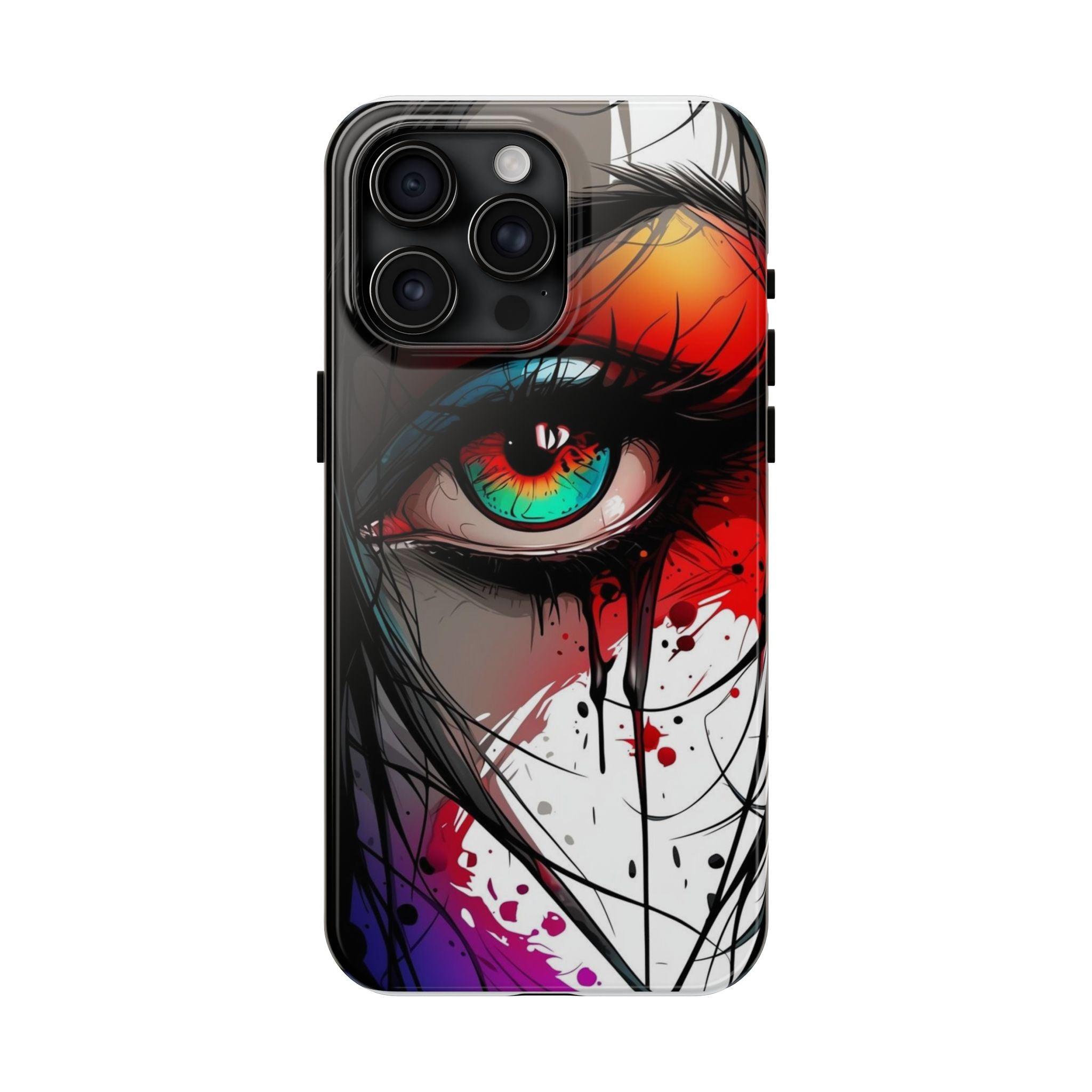 Girl Colorful Eye Painted Printed Tough Phone Case for iPhone & Samsung Galaxy - Artistic & Vibrant Design