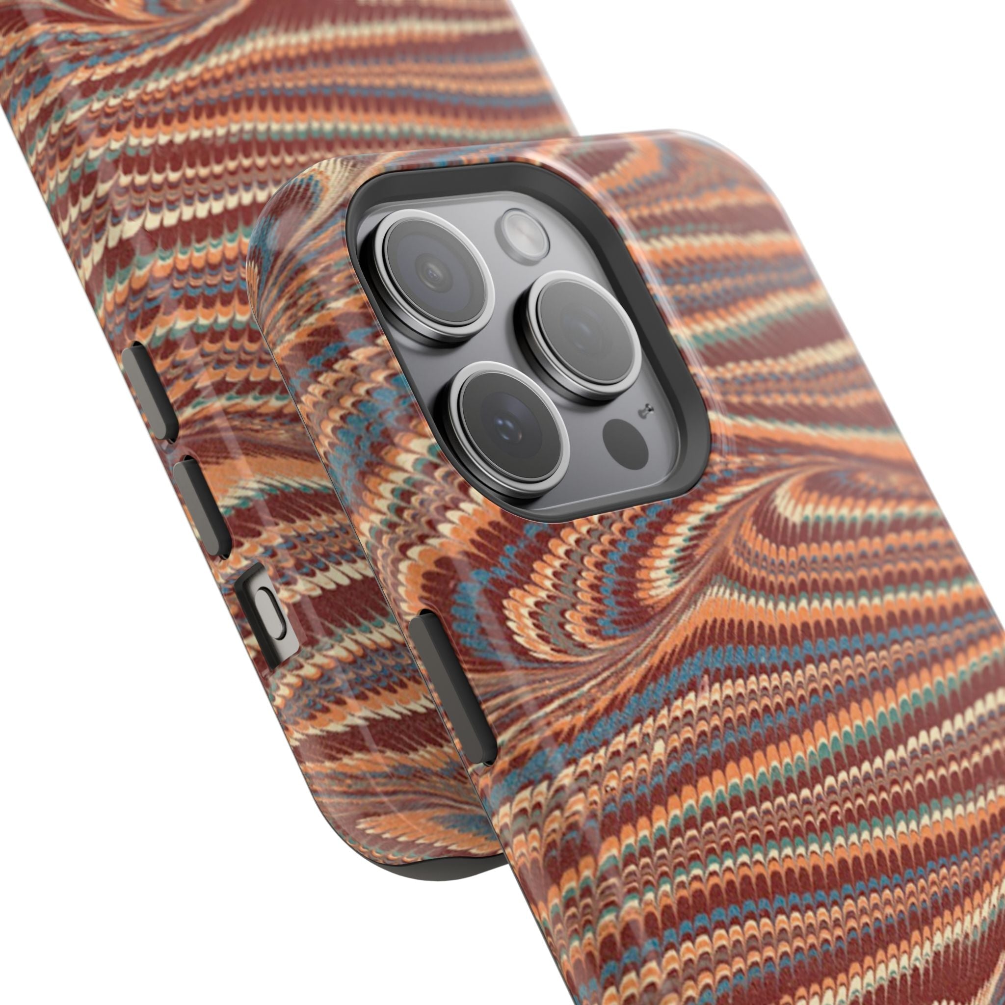 Neutrals Burgundy, Beige, Rust Hues Italian Vintage Marble Design Phone Case for Apple + Samsung