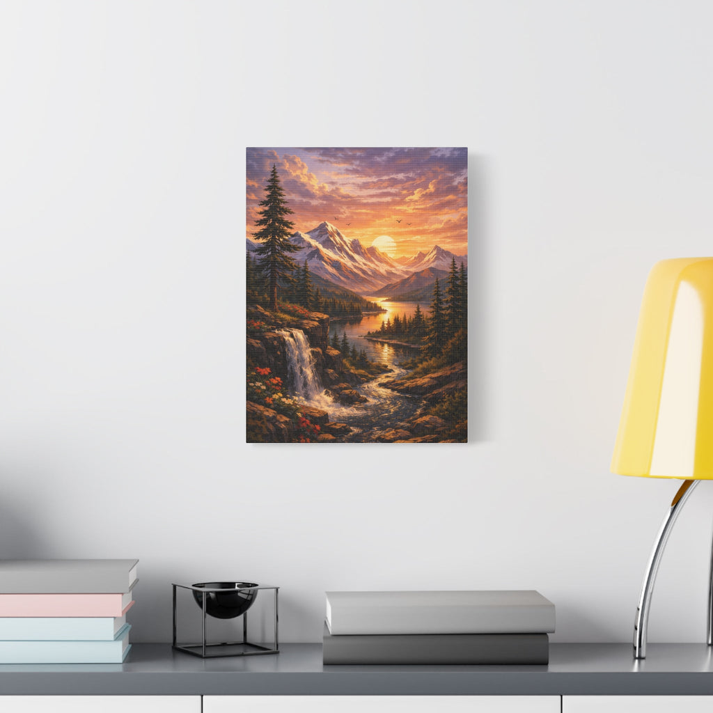 Sunset Mountain Landscape Canvas Print — Stretched Matte Wall Art