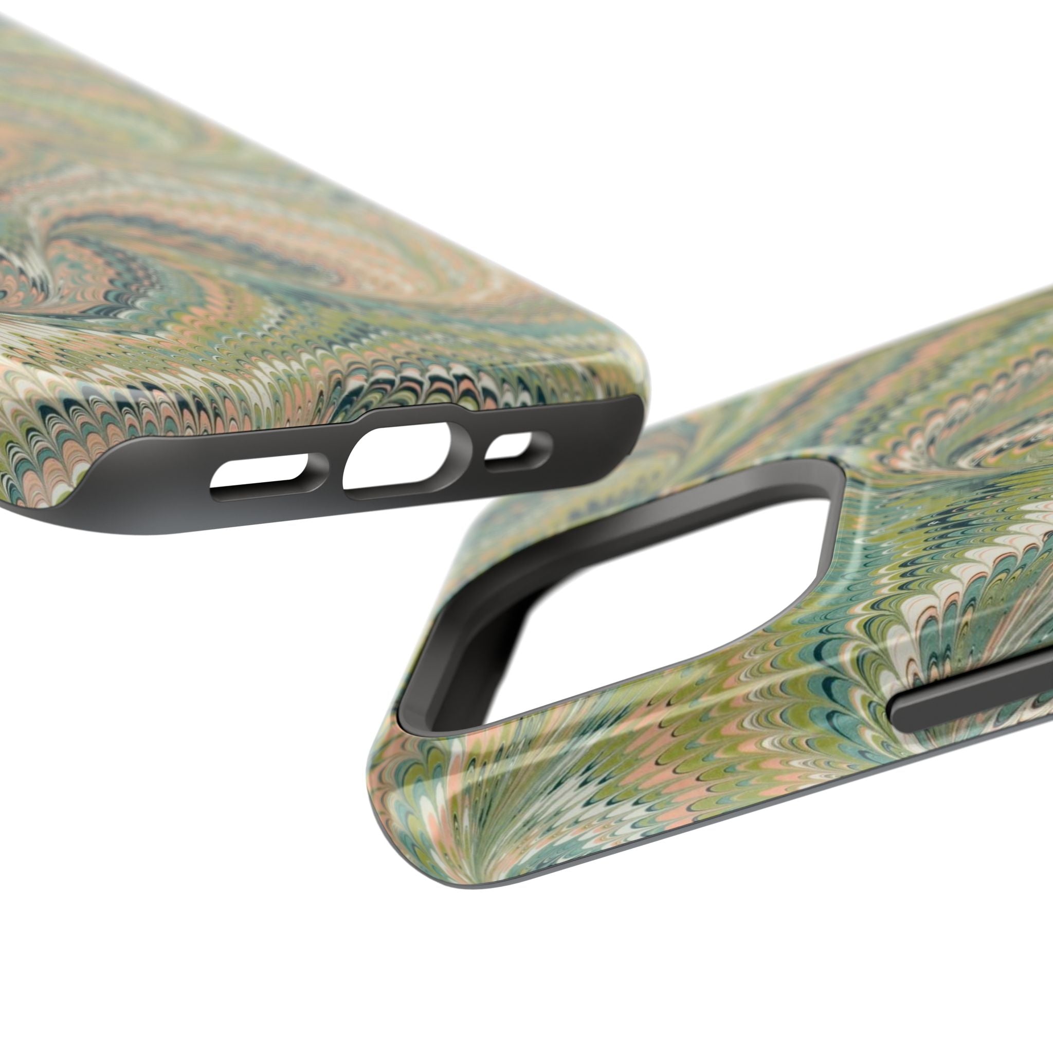 Green Pastel Italian Marble Design Magnetic MAG SAFE High Impact iPhone Cases