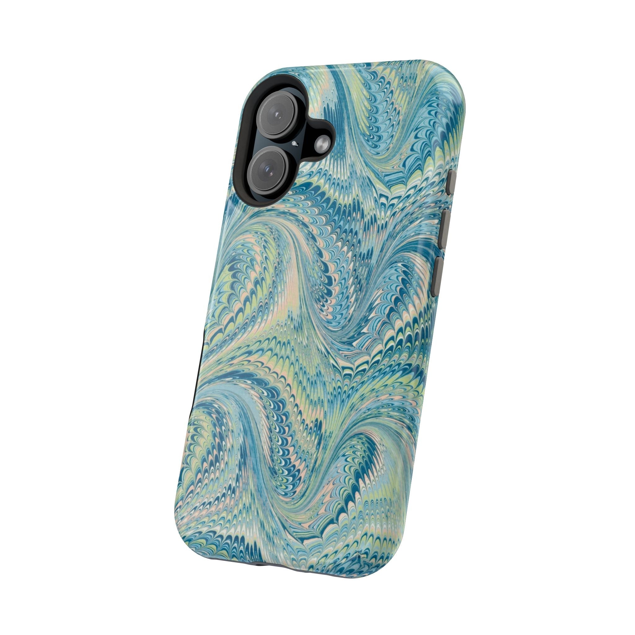Aqua + Green Marble Phone Case - Impact-Resistant MAG SAFE - Dual Cover Design