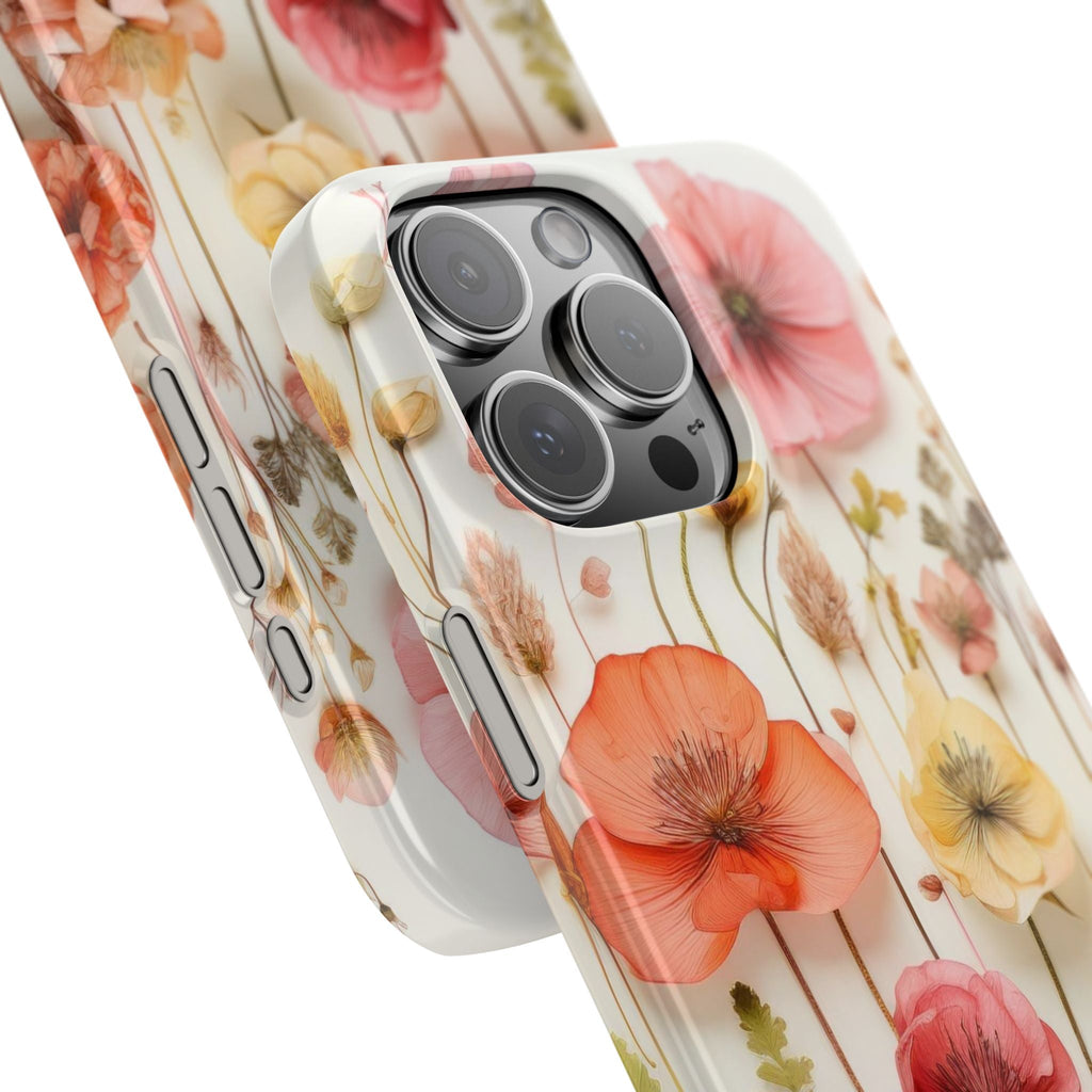 Pink Floral Pressed Flowers - Slim Case