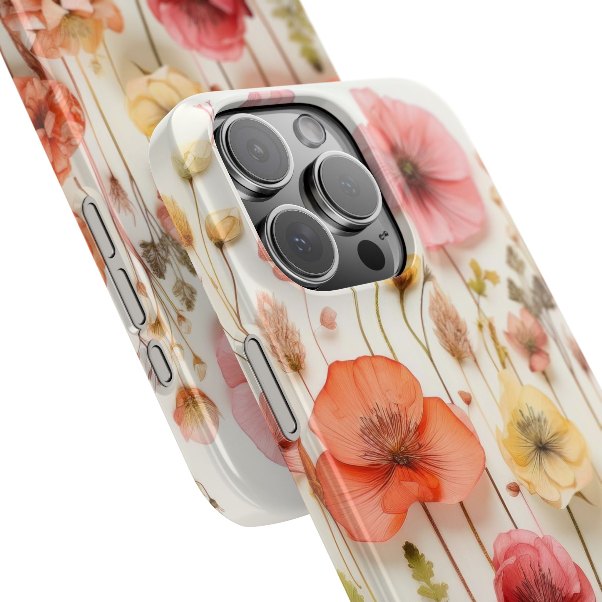 Pink Floral Pressed Flowers - Slim Case