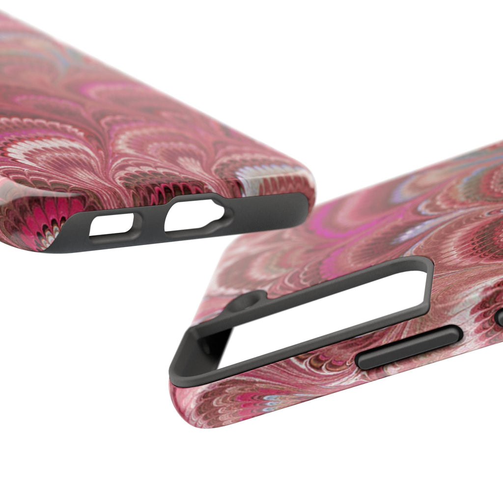 Pink Peacock Marble Italian Tough Phone Case — Durable Marbled Phone Case