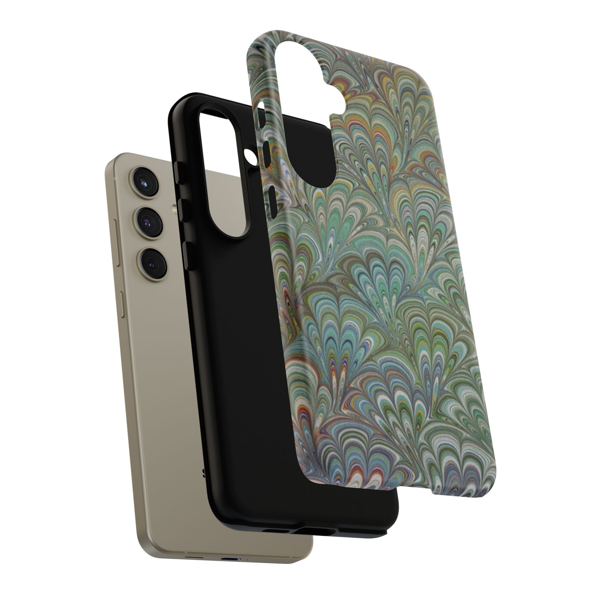 Green Peacock Marbled Phone Case — "Tough Cases" Ultra-Tough Protective Cover