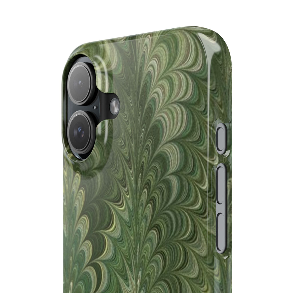 Deep Green Cheveron Marbled Phone Case - Single Layer Slim Case