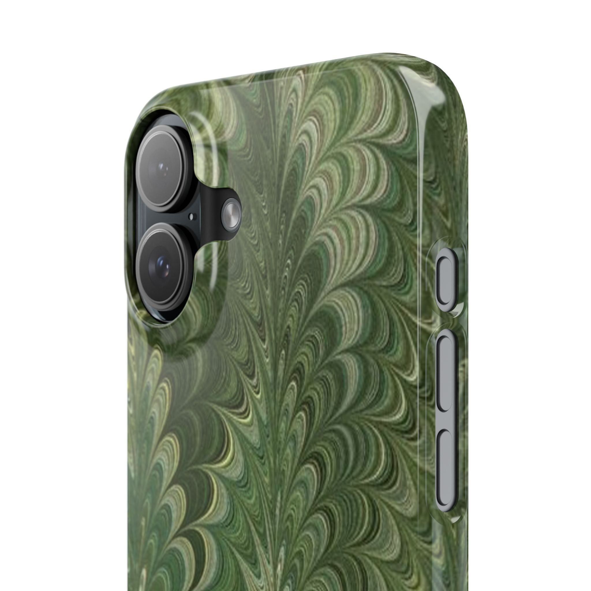 Deep Green Cheveron Marbled Phone Case - Single Layer Slim Case