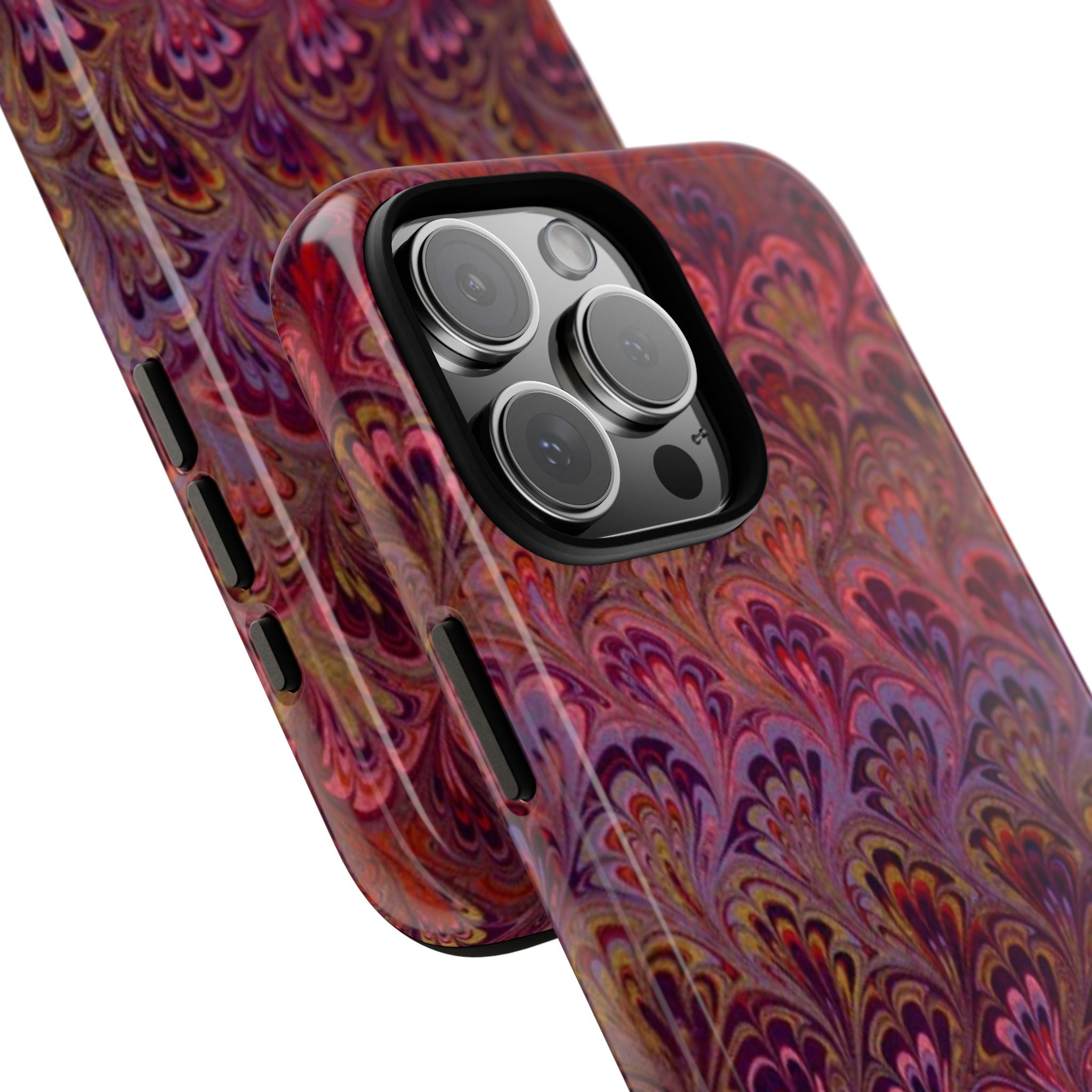 Burgundy + Lavender Feather Vintage Italian Marble - Dual Layer Phone Cases