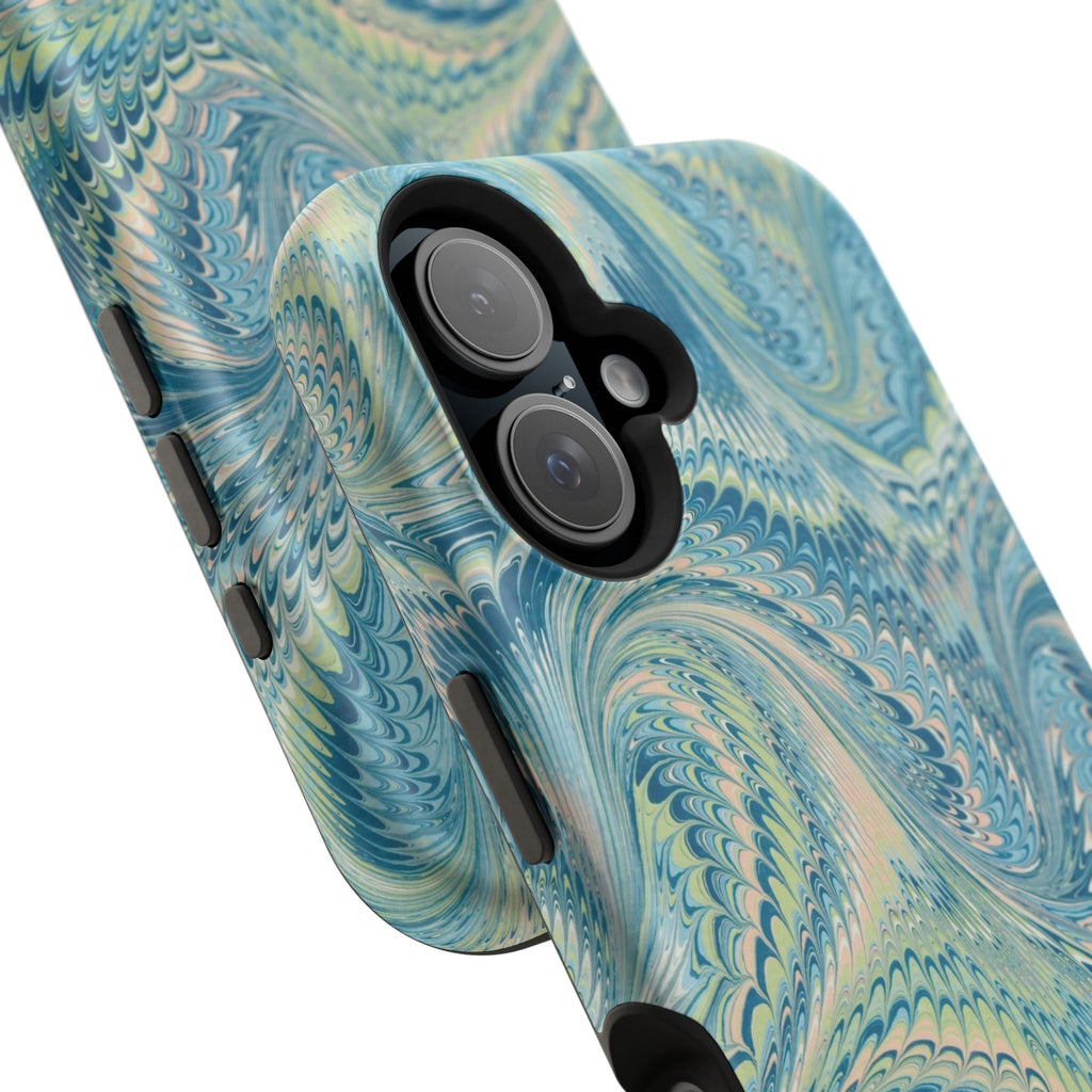 Aqua + Green Marble Phone Case - Impact-Resistant MAG SAFE - Dual Cover Design
