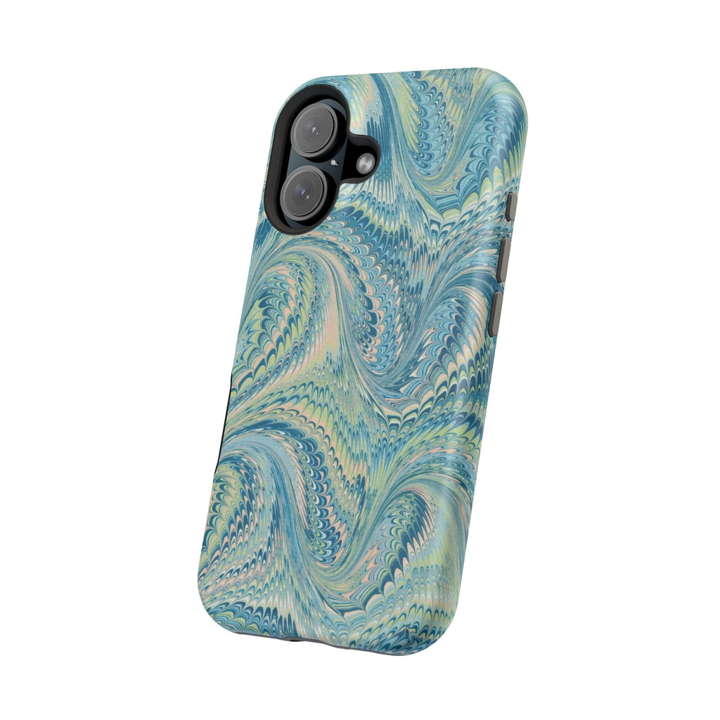 Aqua + Green Marble Phone Case - Impact-Resistant MAG SAFE - Dual Cover Design