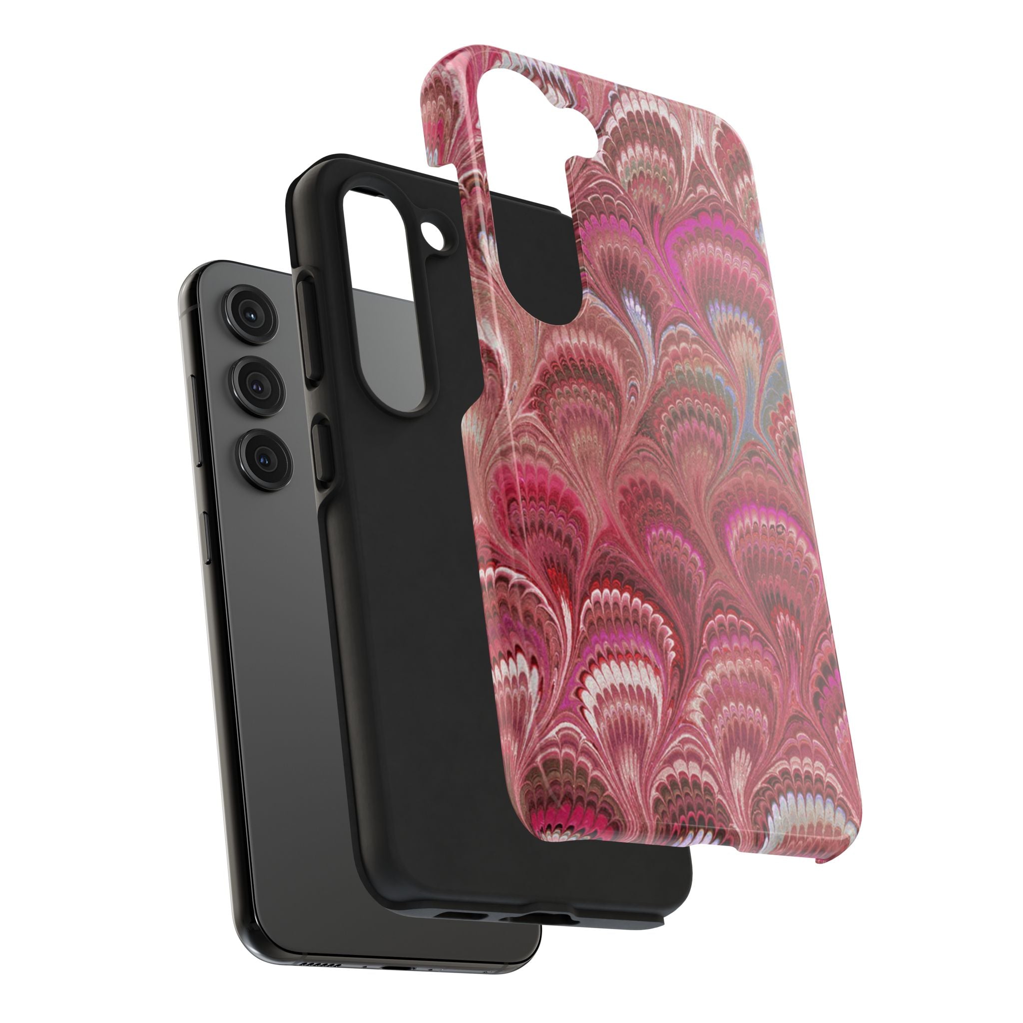 Pink Peacock Marble Italian Tough Phone Case — Durable Marbled Phone Case