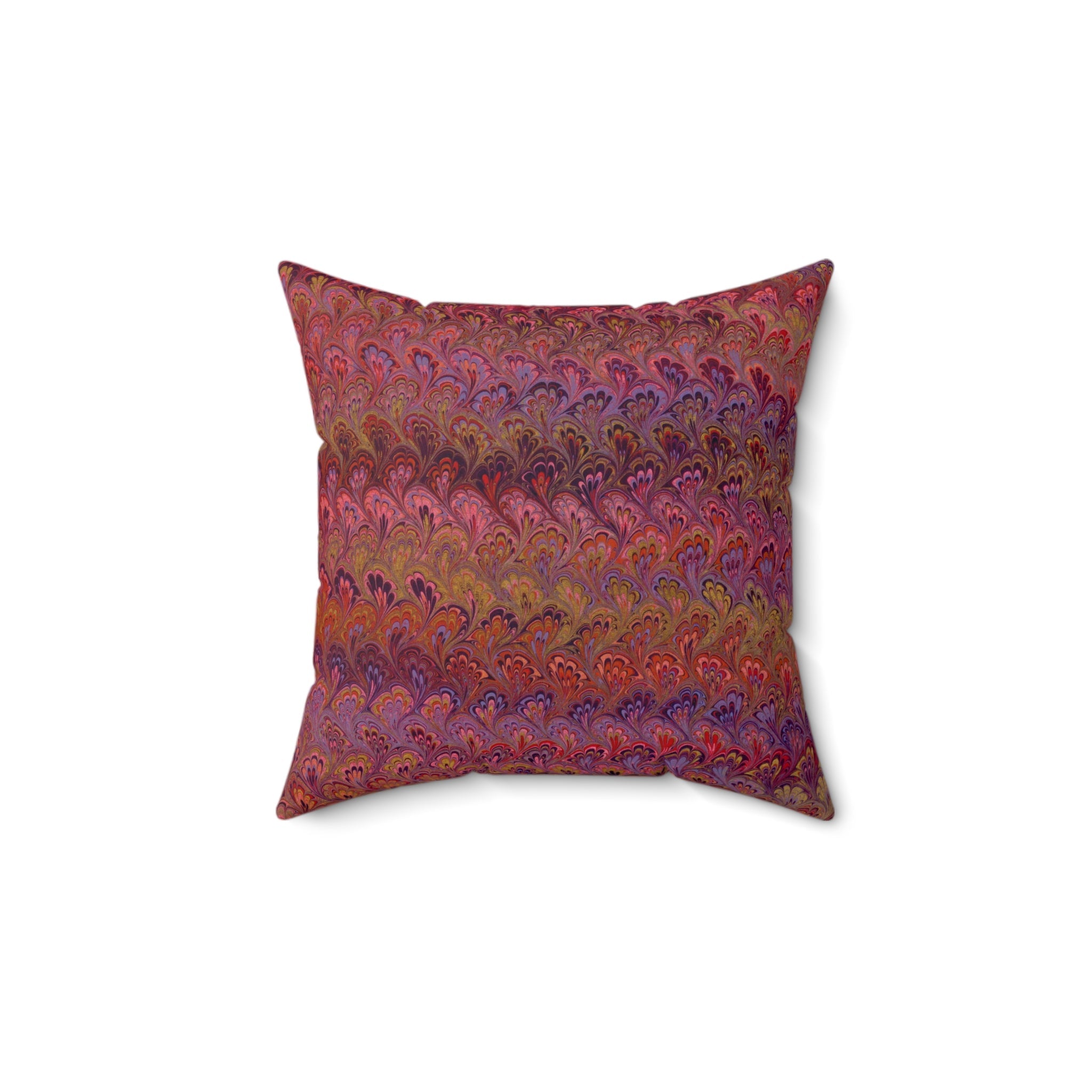 ITALIAN MARBLE Red and Gold Square Pillow includes Pillow, Hidden Zipper