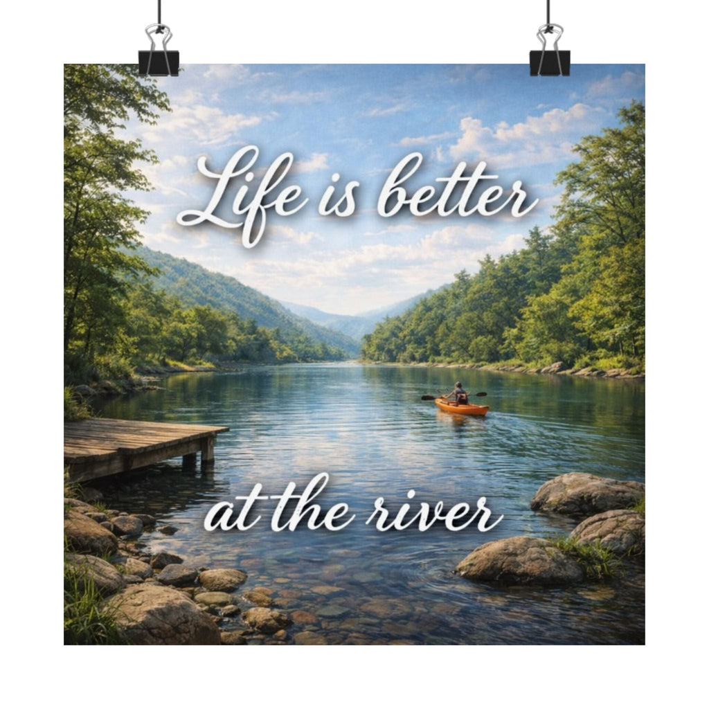 Matte Poster — "Life Is Better at the River" Scenic Lake Wall Art