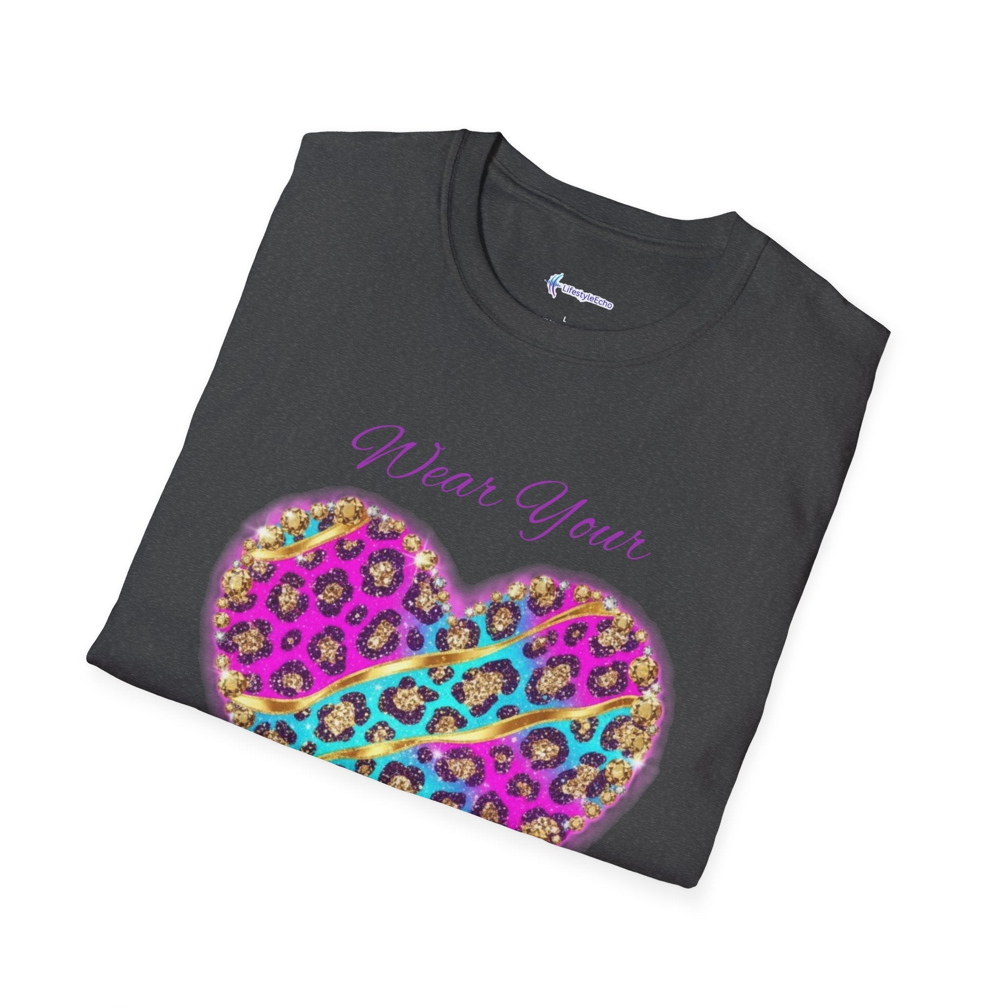 Heart Leopard Print T-Shirt - Wear Your Imagination - Colorful Animal Print Tee