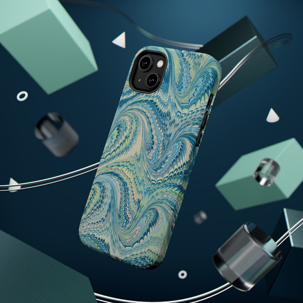 Aqua + Green Marble Phone Case - Impact-Resistant MAG SAFE - Dual Cover Design