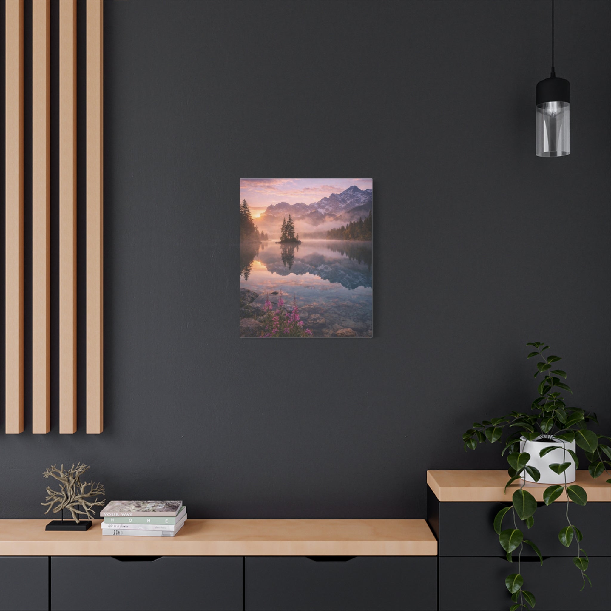 Sunrise Mountain Lake Matte Canvas Print