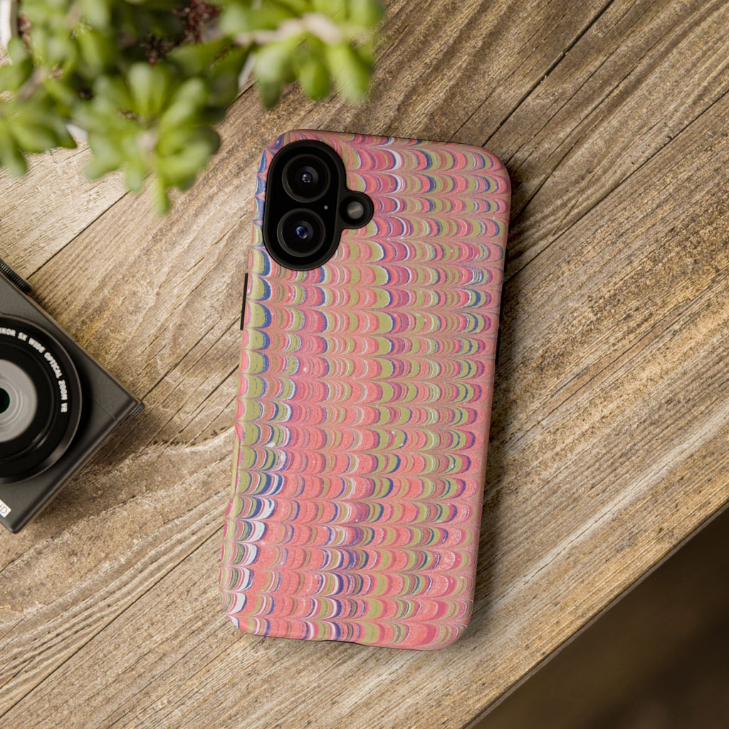 Pink Pastels Feather Marbled Vintage Design iPhone 16 + Samsung + Apple + Google - all models